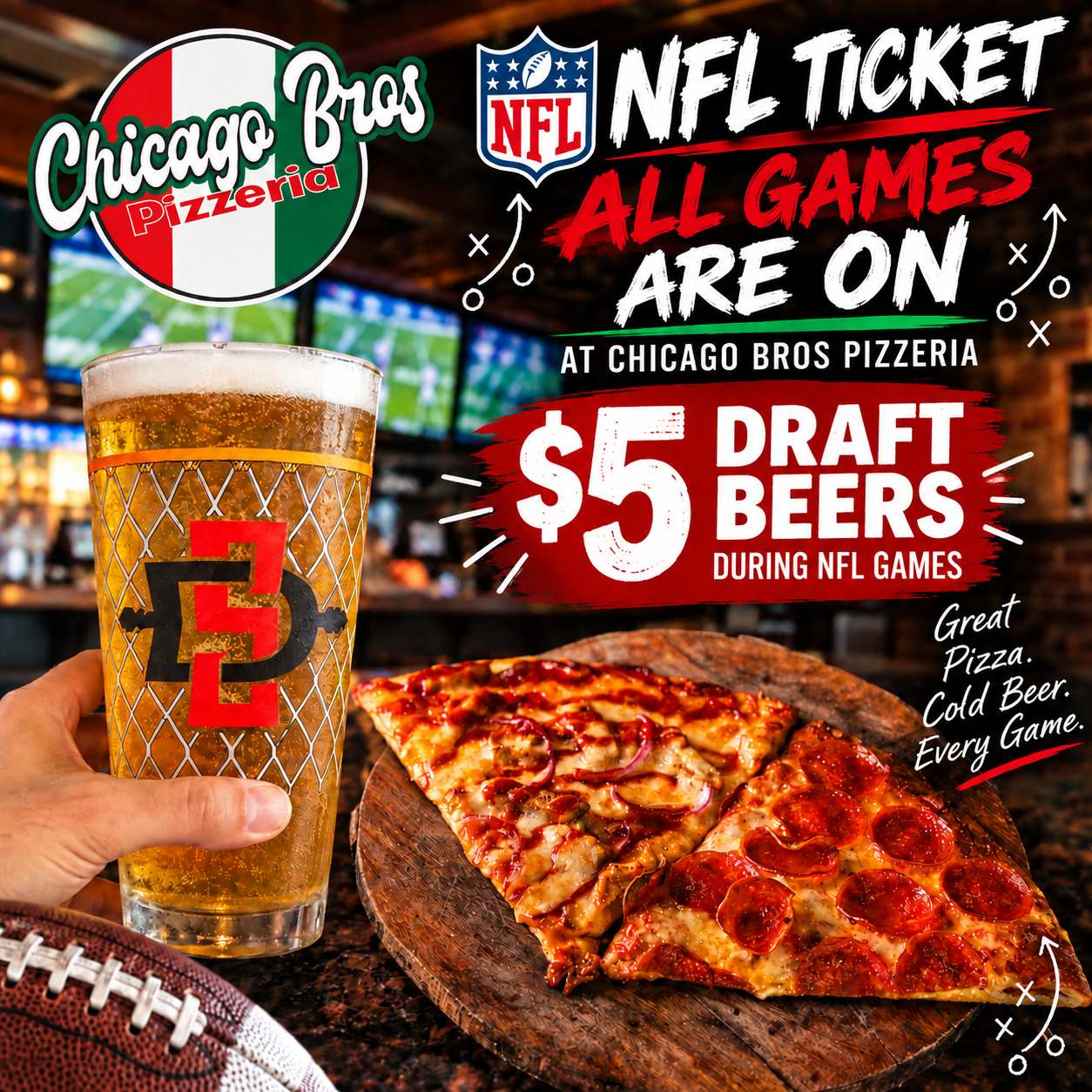 NFL Ticket at Chicago Bros Pizzeria