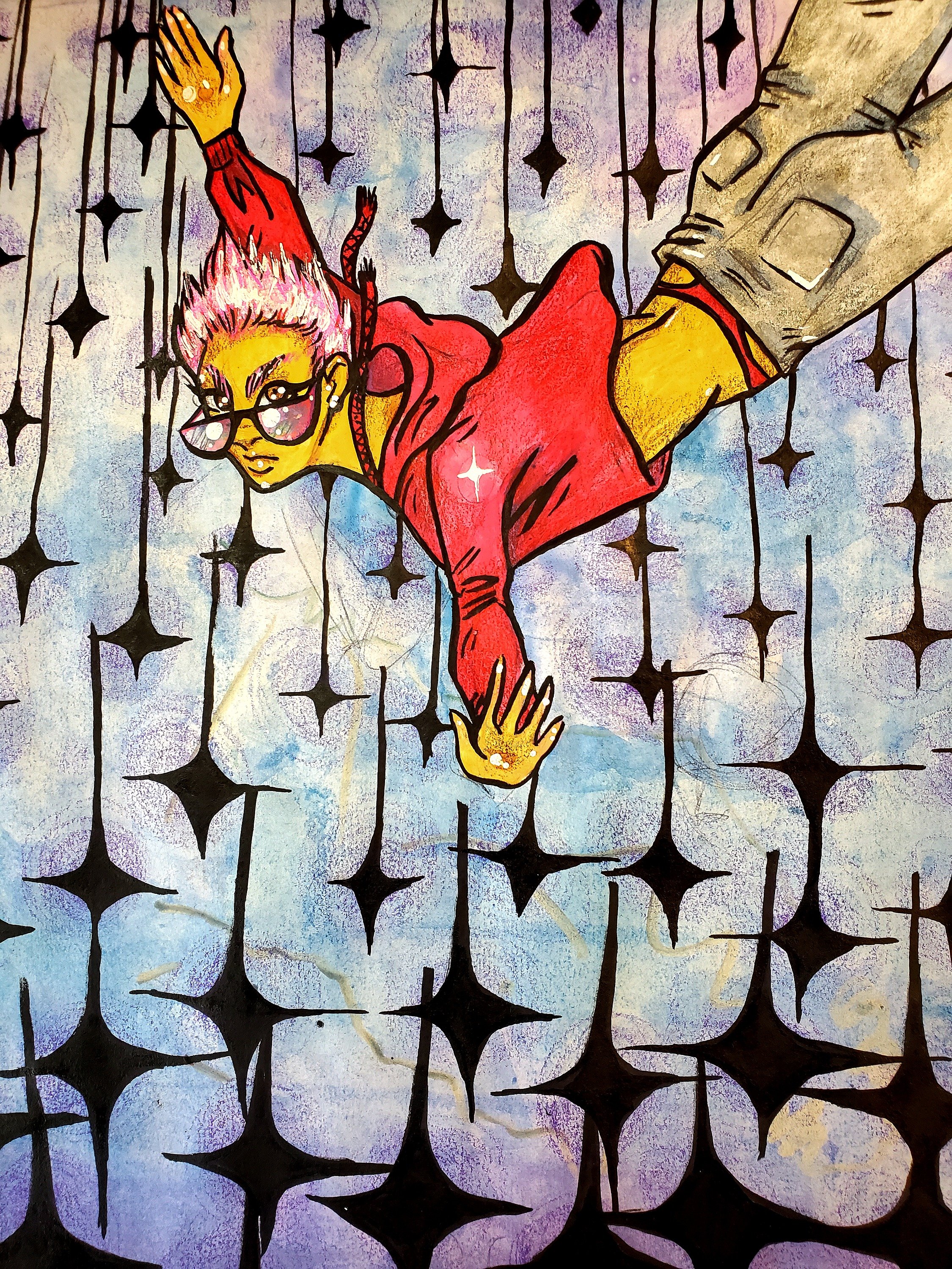 Cat Falling. 2023. Watercolor.