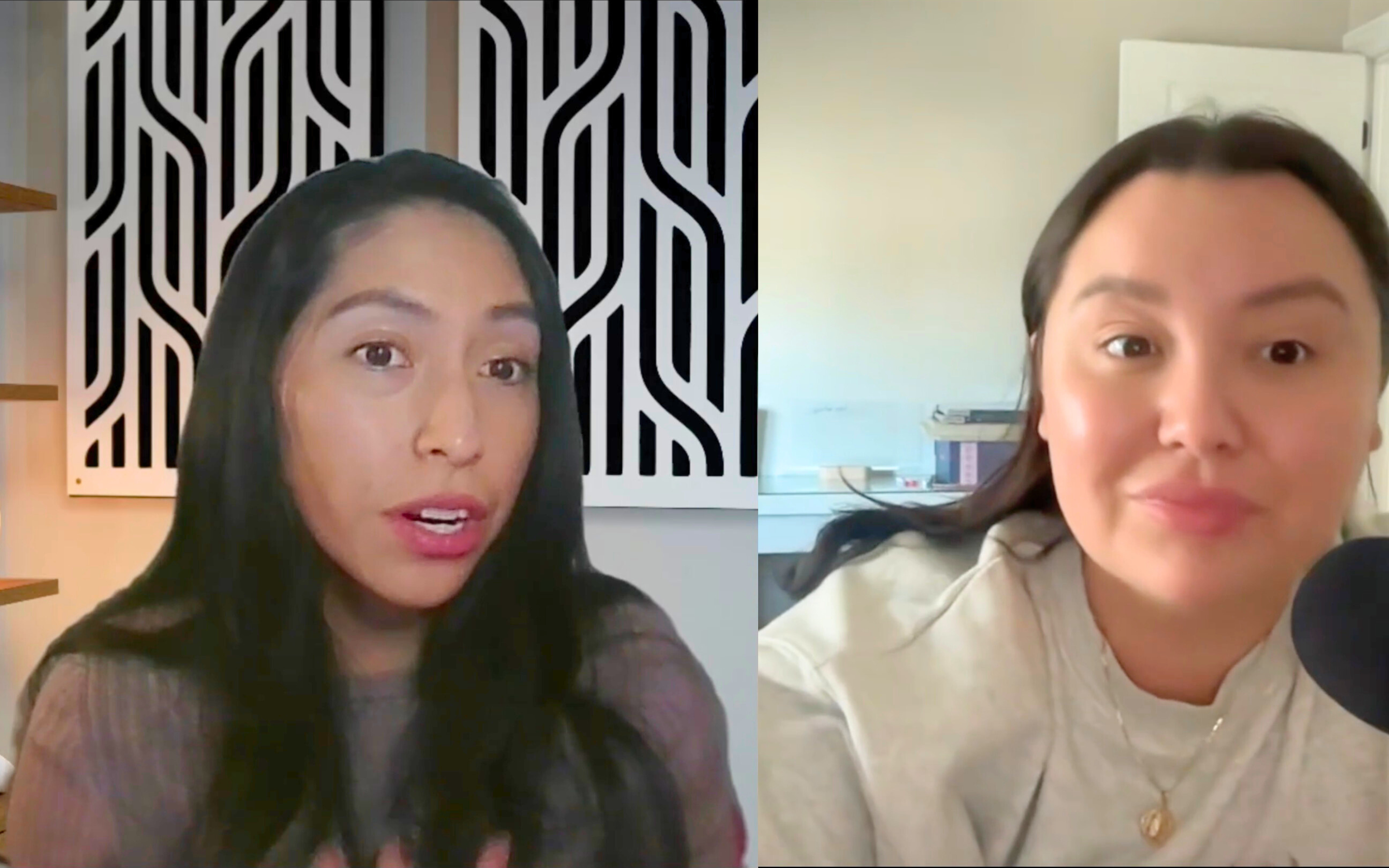 Paulina Roe and Jennifer Molina talking on the podcast