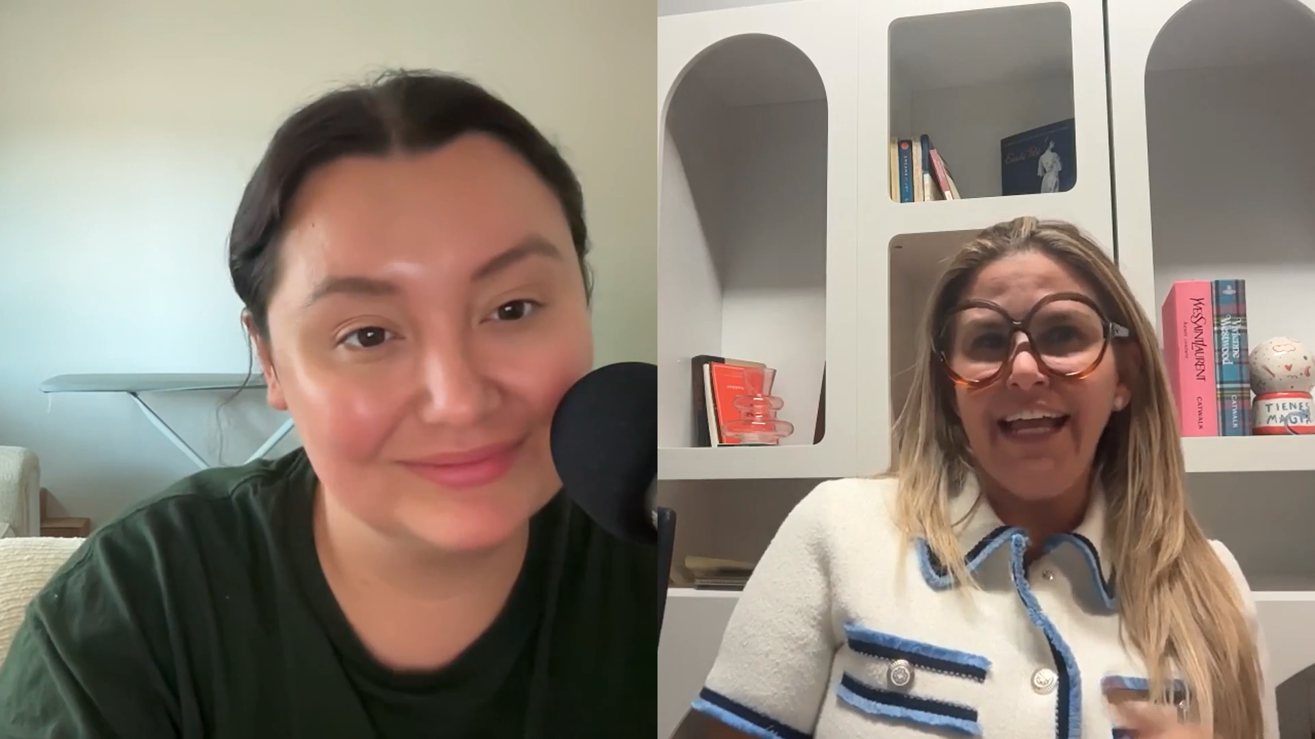 Paulina Roe and Aliette H. Carolan talking on the podcast