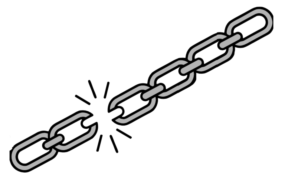 A gray chain link with multiple interconnected loops against a black background.