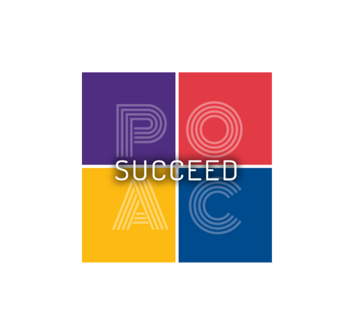 Colorful grid with the words 'PO,' 'O,' 'A,' and 'C' in different colors, and the word 'SUCCEED' overlaying the center.