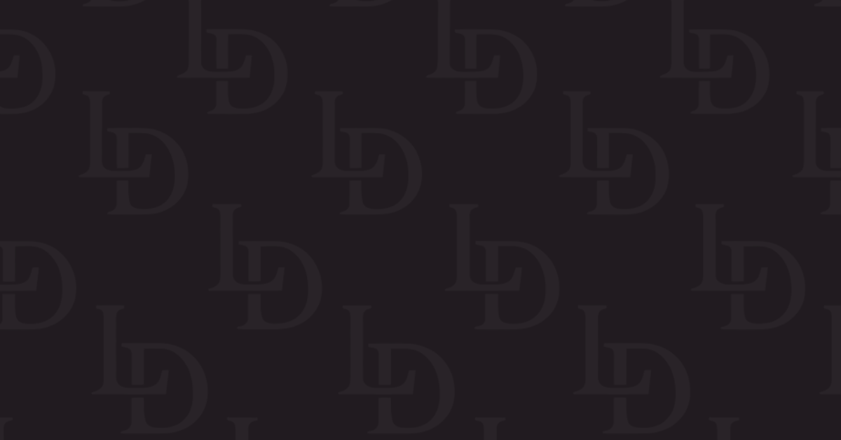 Dark background with a pattern of overlapping, semi-transparent 'LD' initials.