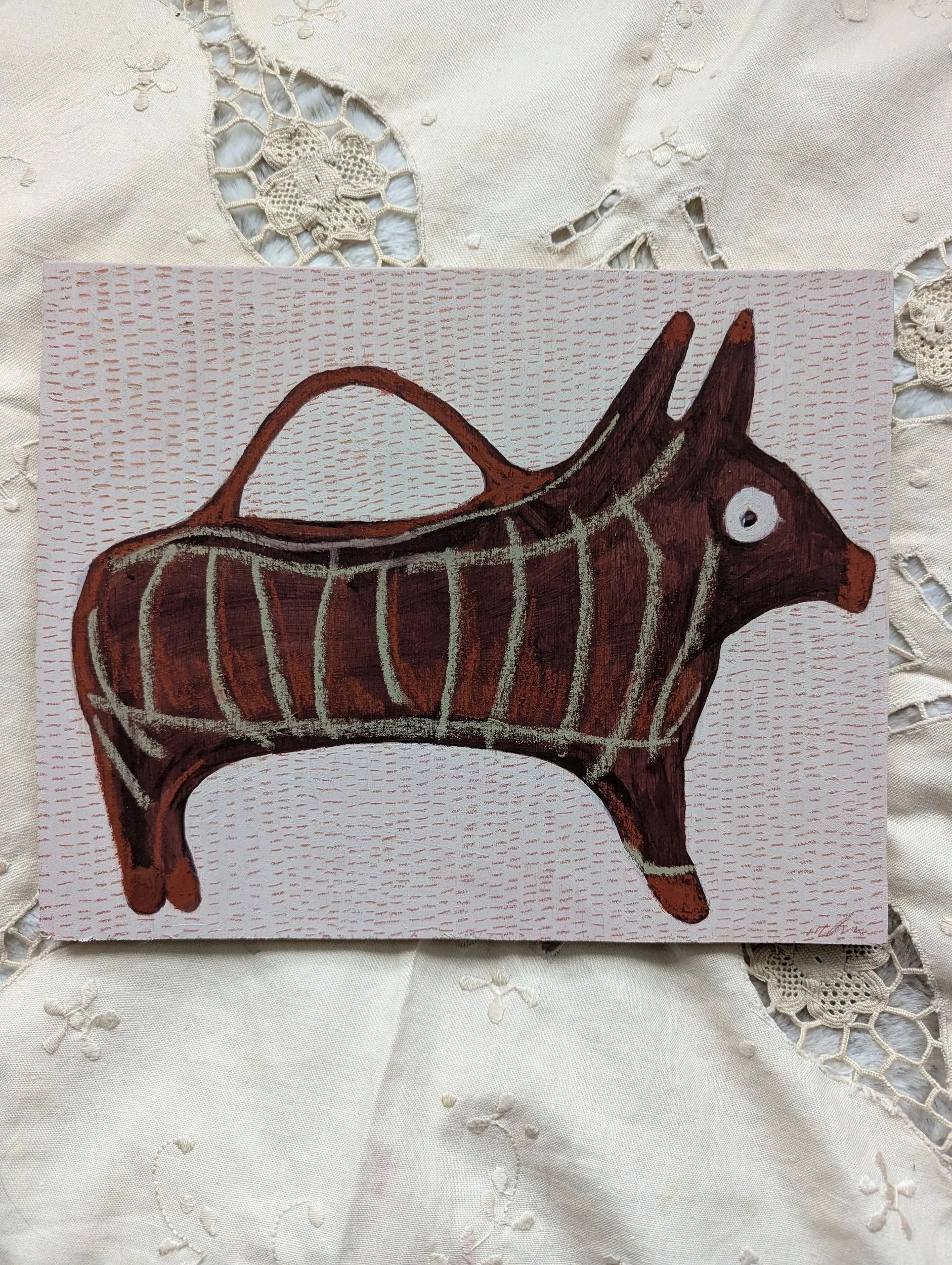 Terracotta Bull Vase Original Painting