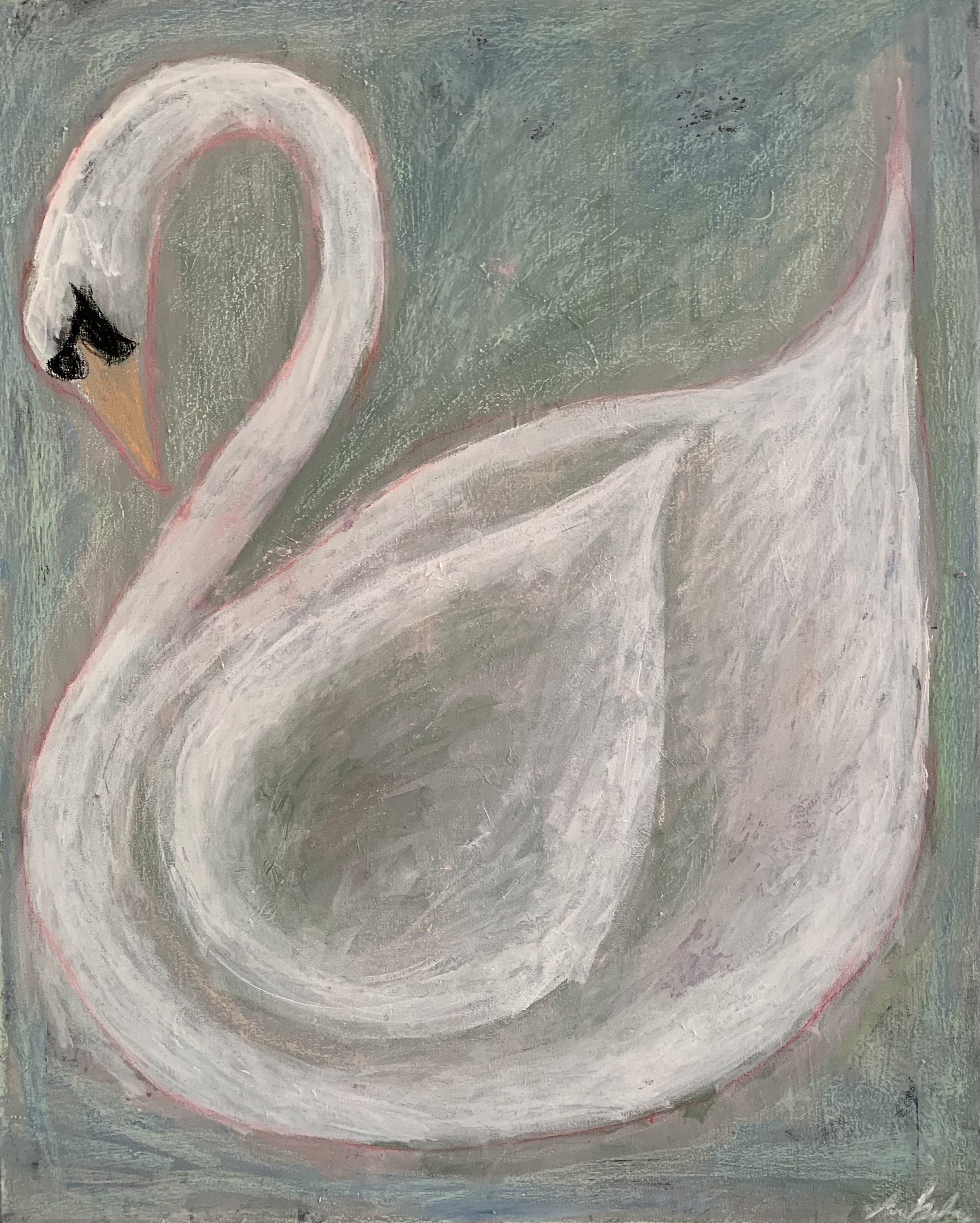 Carousel Swan Original Painting