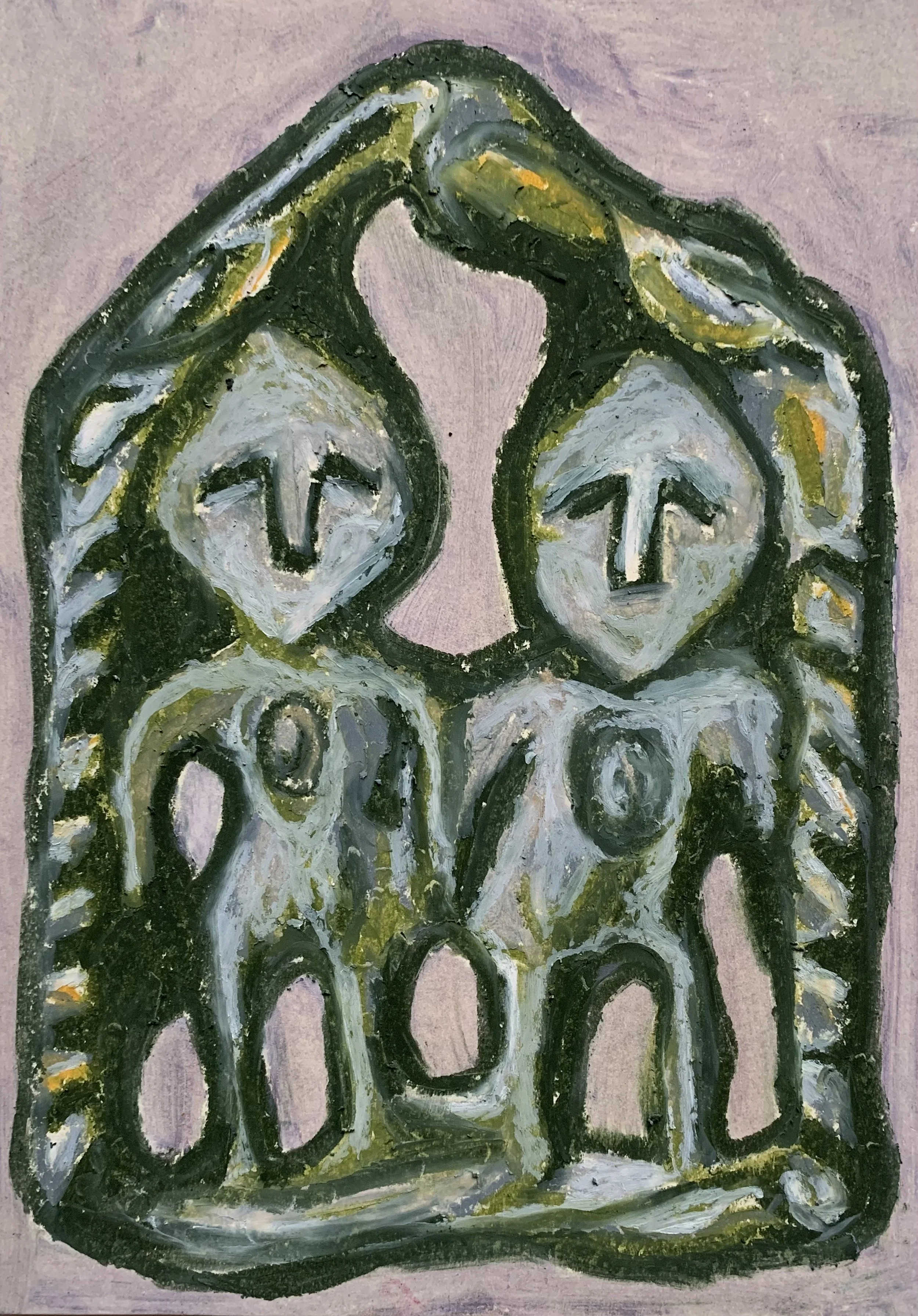 Bronze Artegfact from North East Europe, 7-12 th Century. Oil Pastel on card.