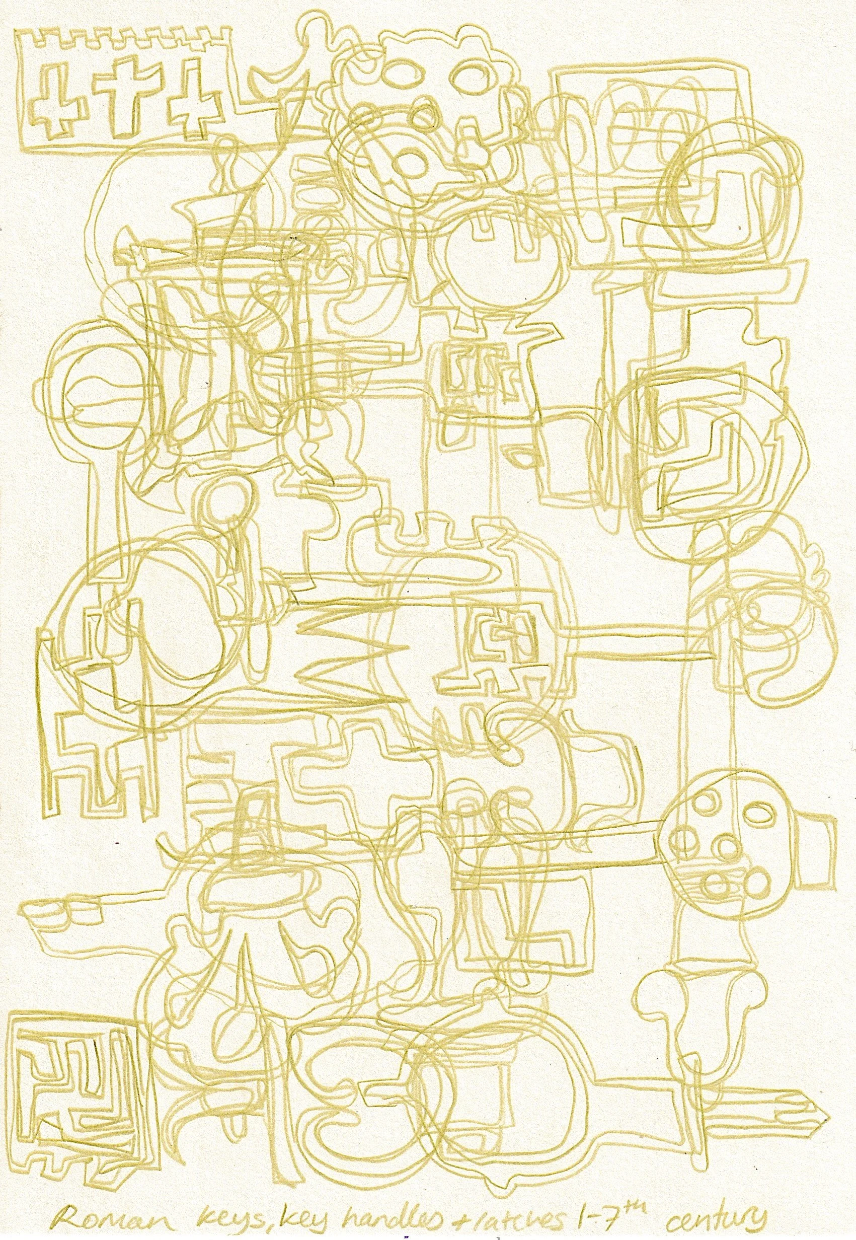 Roman Keys. Artefact Map. Pencil on paper.