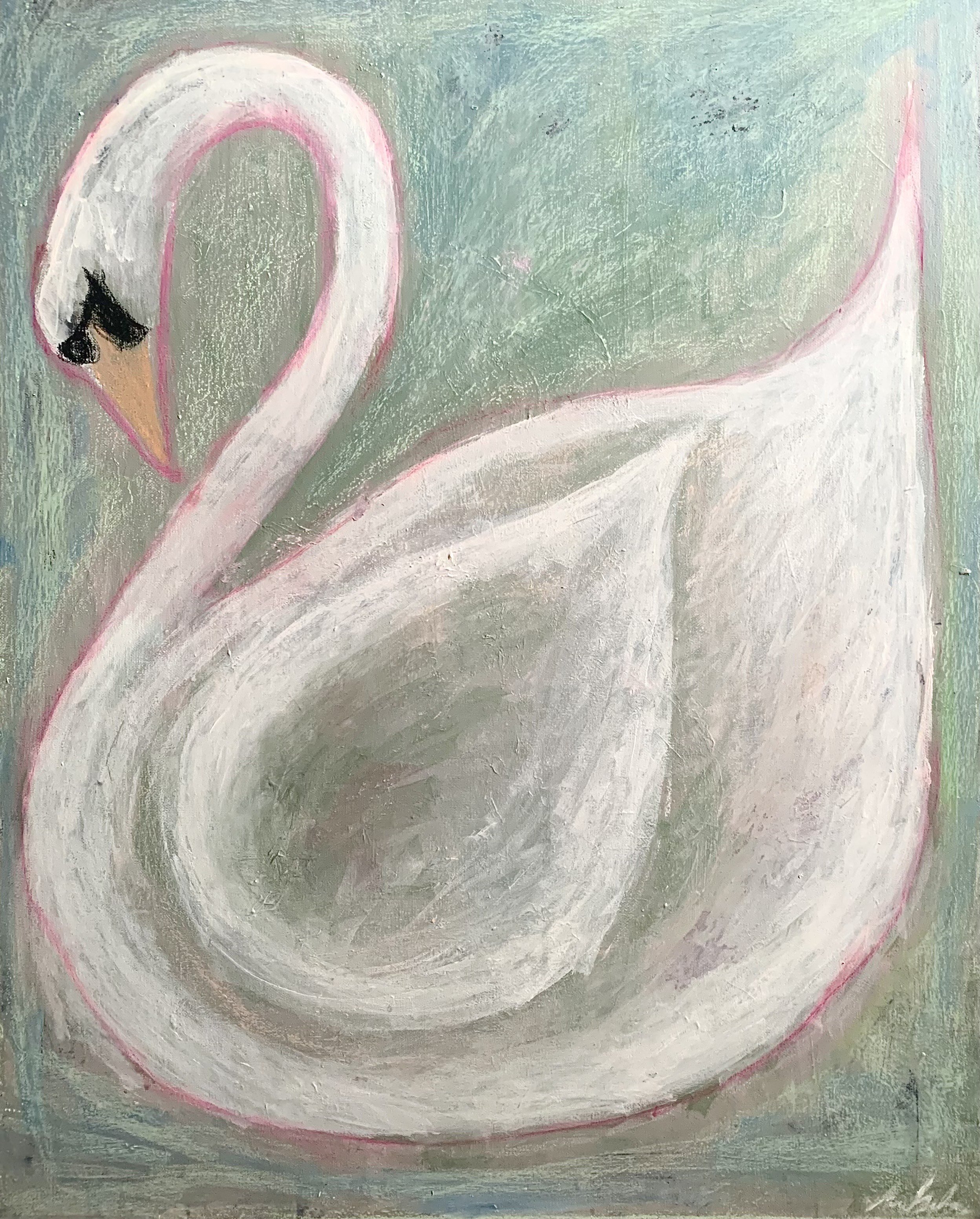 Carousel Swan Original Painting