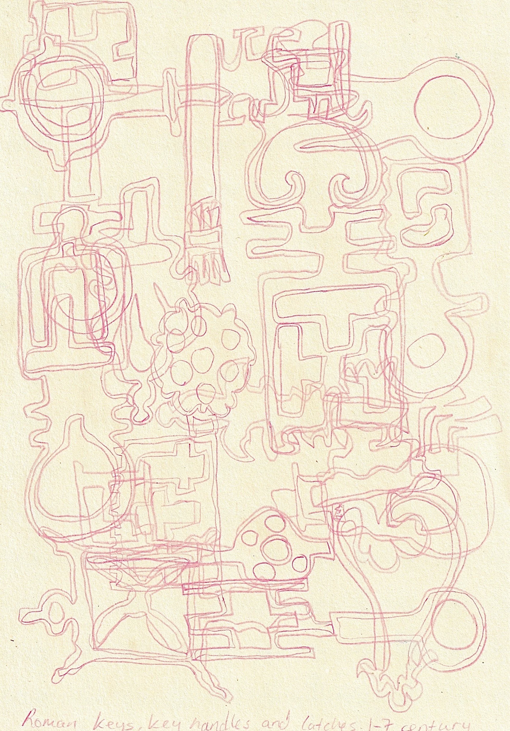 Roman Keys. Artefact Map. Pencil on paper.