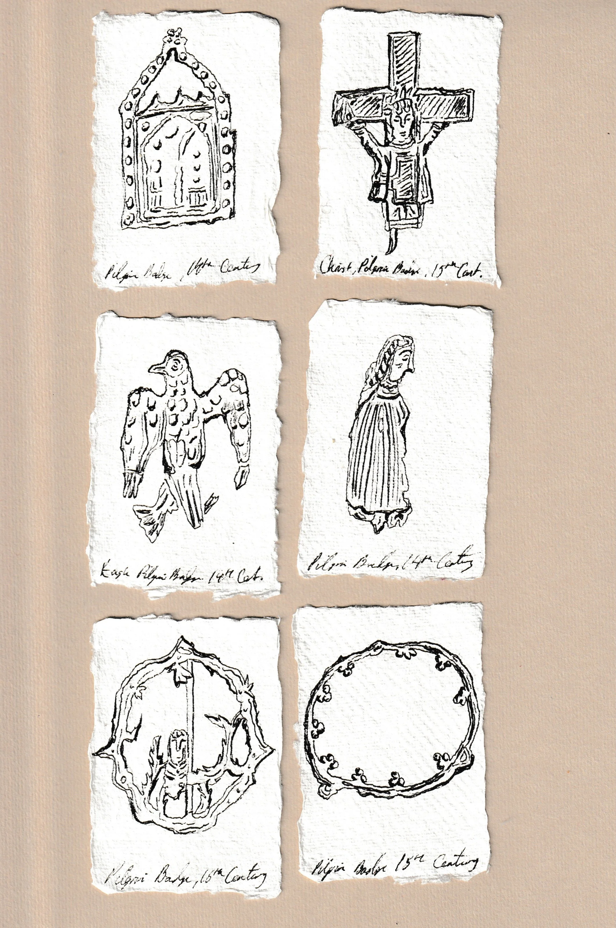 Pilgrim Badges. 14-16th Century. Ink on paper.