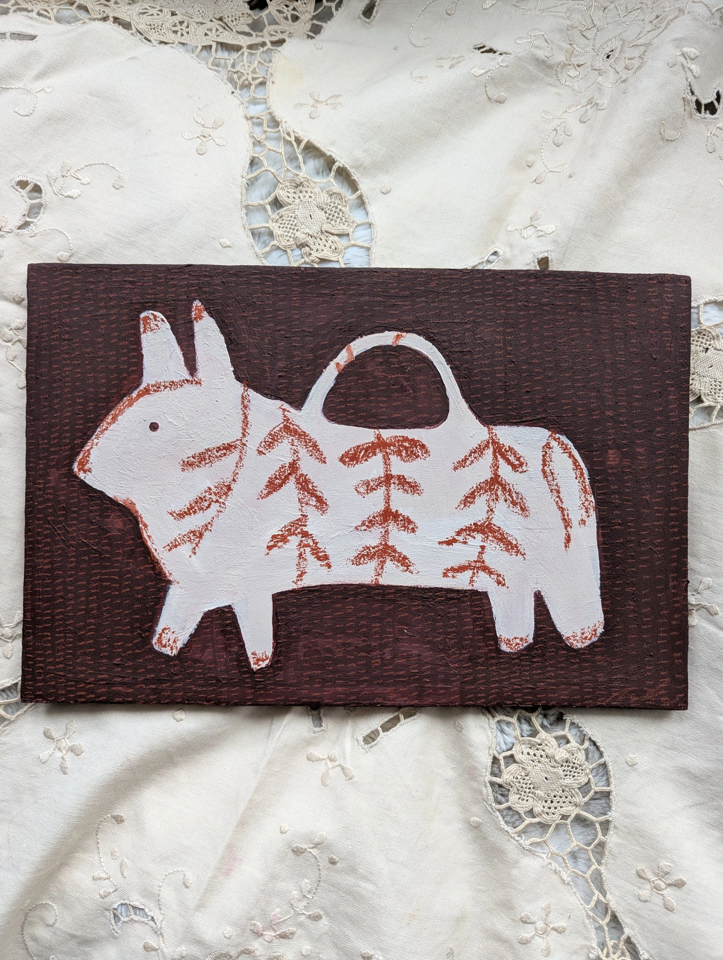 Terracotta Bull Vase Original Painting