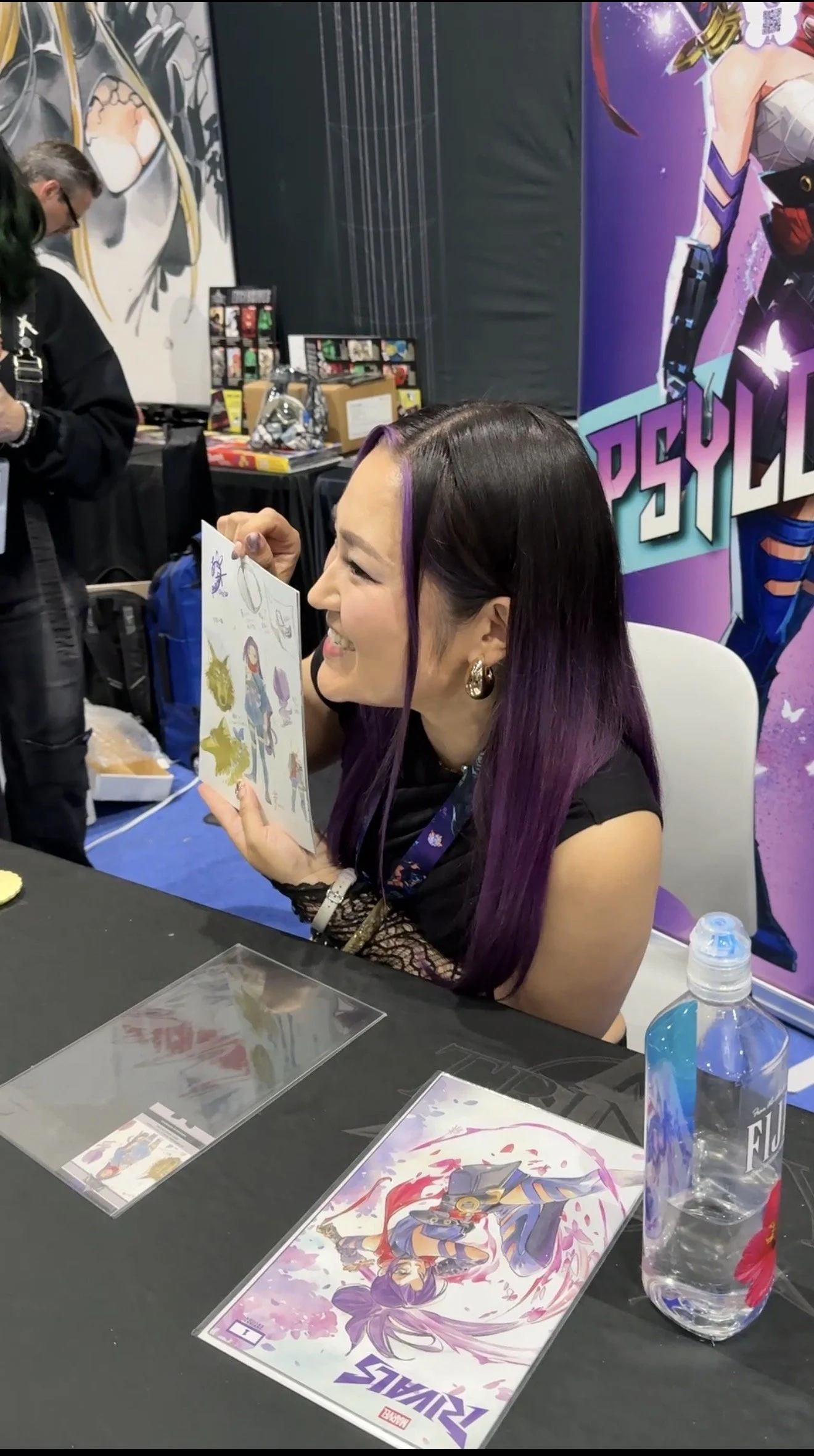 Alpha Takahashi, who voices Psylocke in Marvel Rivals, can autograph prints and comic books.