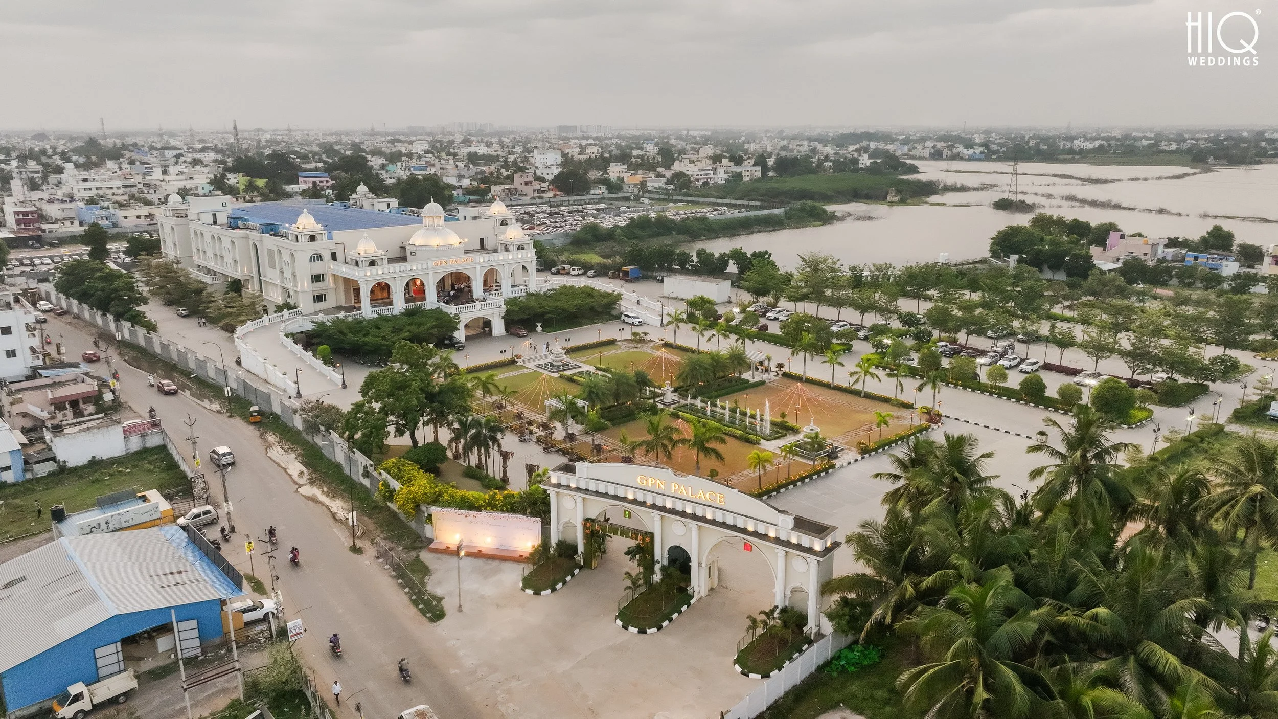 GPN Palace - Aerial view of Chennai wedding venue taken by HiQ Weddings
