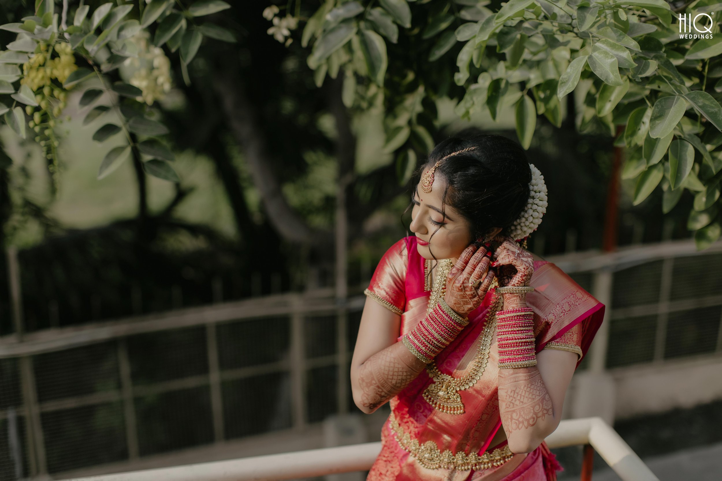 Editorial Bridal Portraits at Sri Rani Mahal with Briding Fixing her Earring