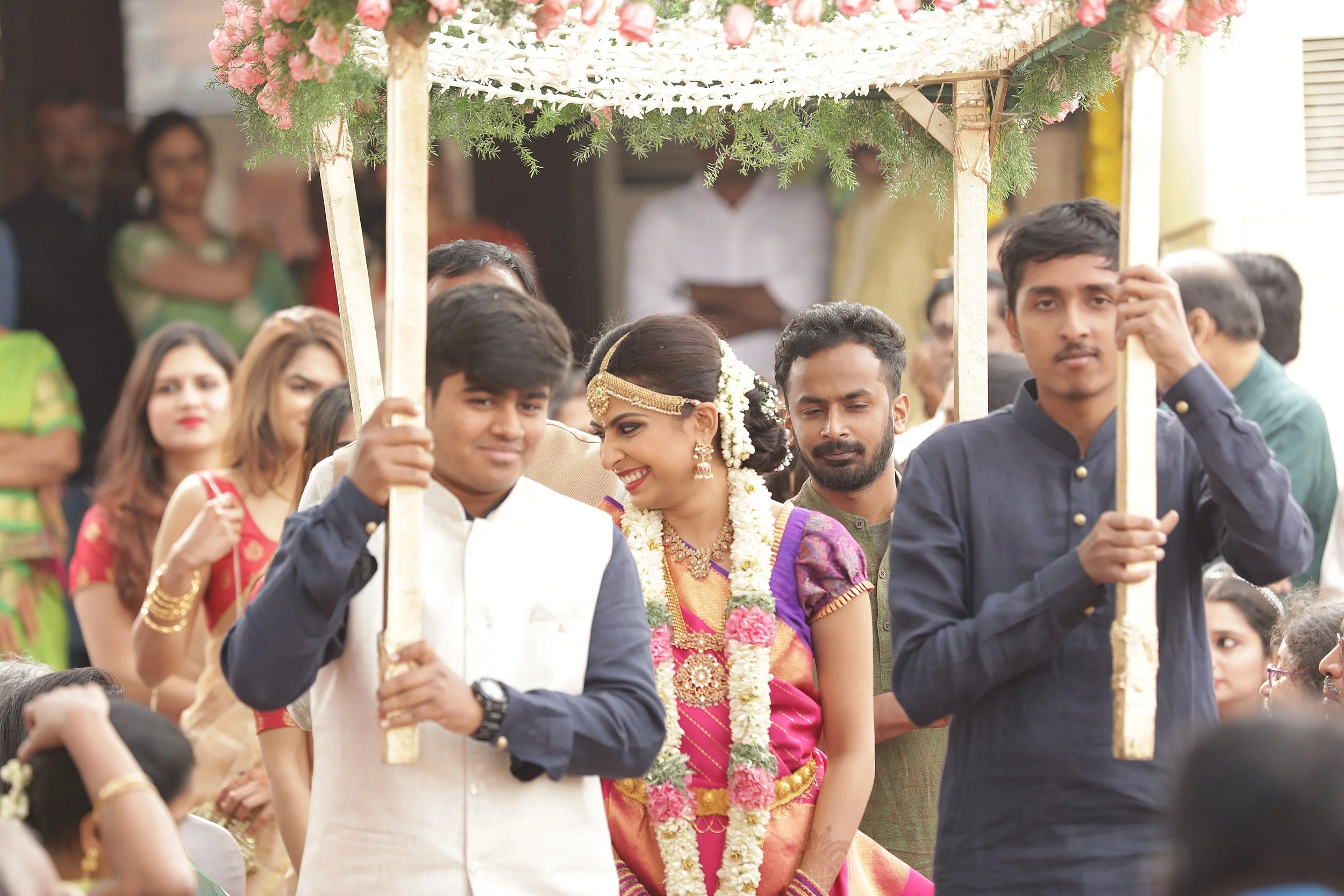 Bride Walking into Brahmin Wedding Ceremony