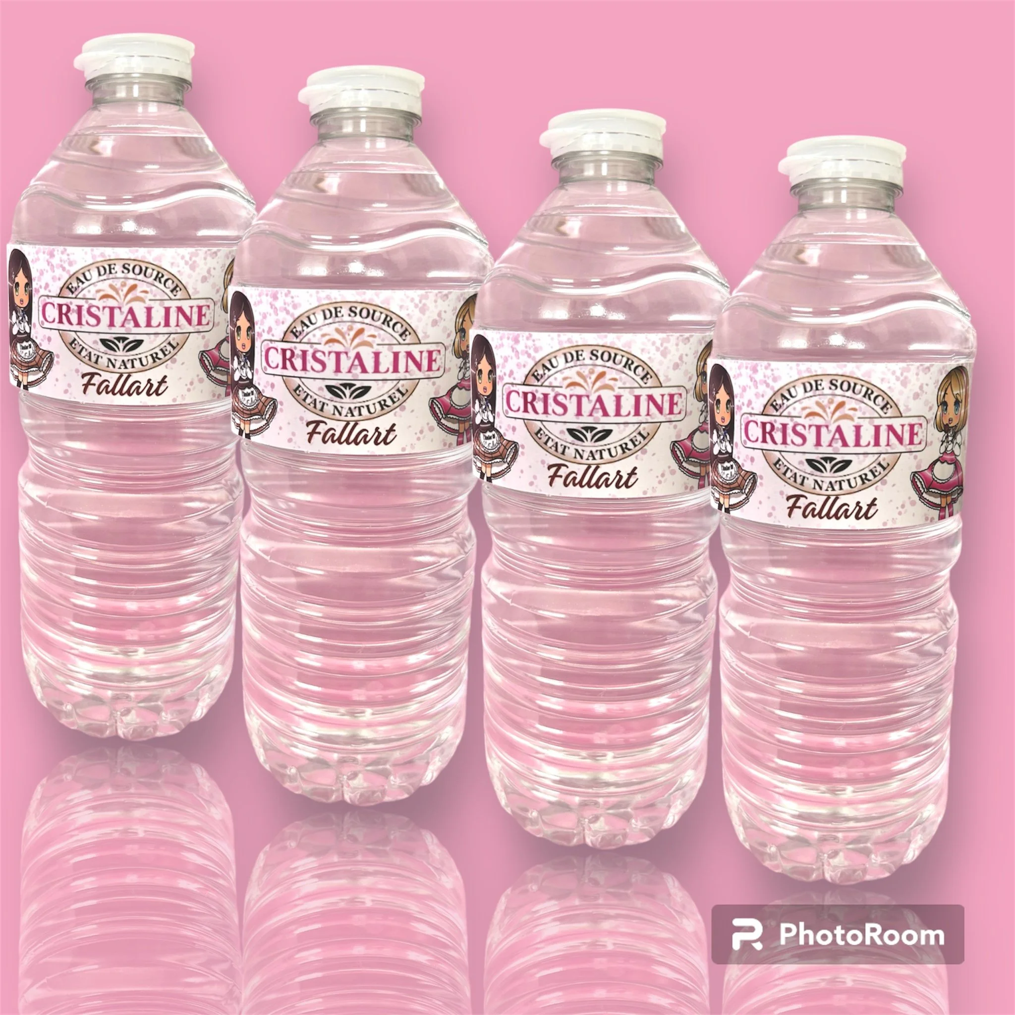 Etiquettes adhésives - petites bouteilles d'eau x4