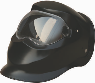 Black welding helmet with clear face shield