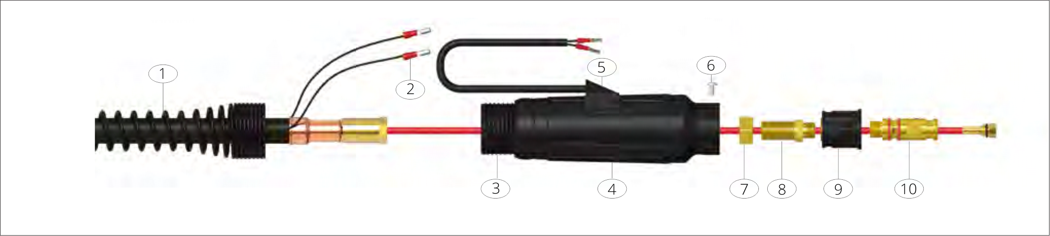 A diagram of a spark plug or ignition component with numbered parts.