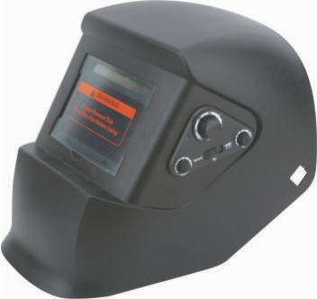 Digital welding helmet with display screen and control knobs