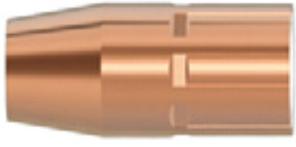 Close-up of a copper-colored bullet or projectile.