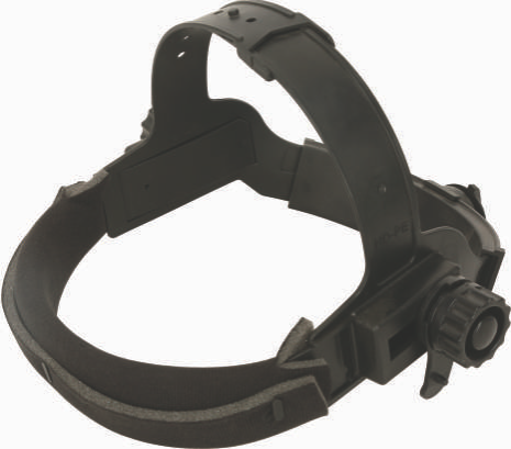 Black headlamp with adjustable strap and control dial.