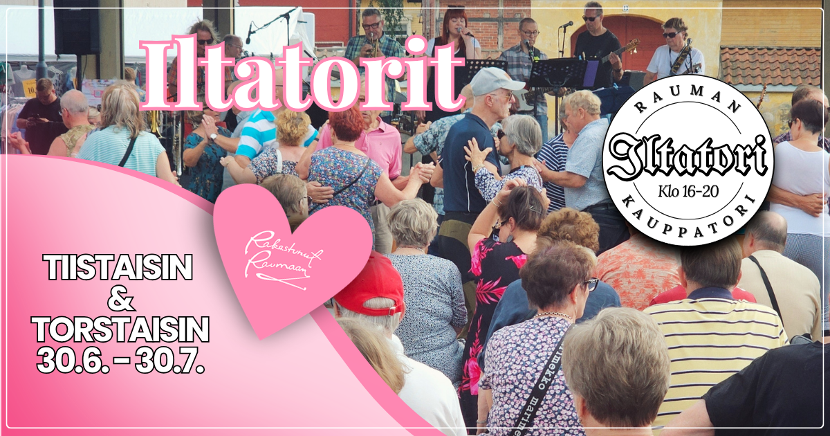 Ohjelmalliset iltatorit 30.6.-30.7.2026 tiistaisin ja torstaisin