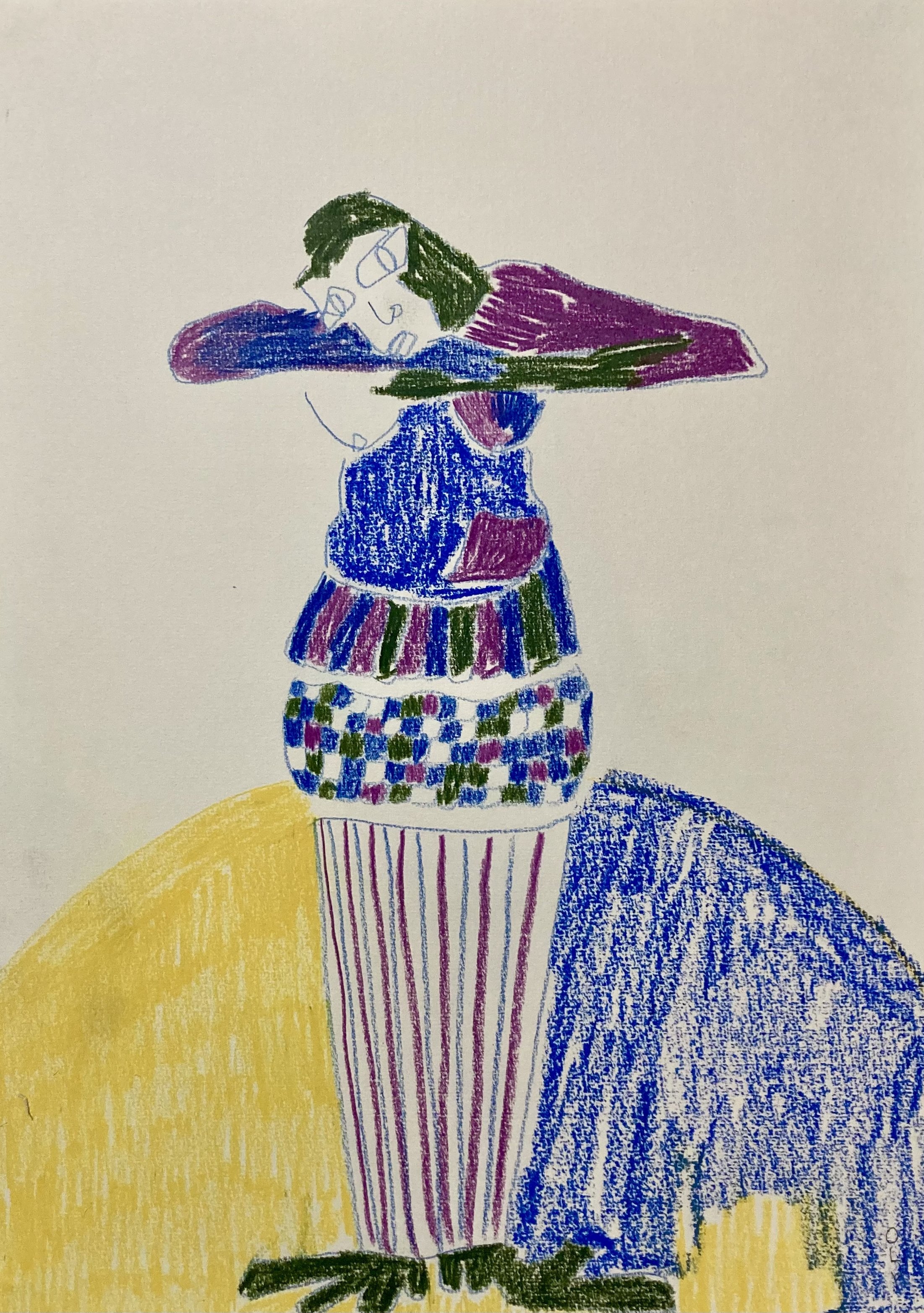 La pensée calmée // pastel et crayon de couleur sur papier // 42 x 29,7 cm