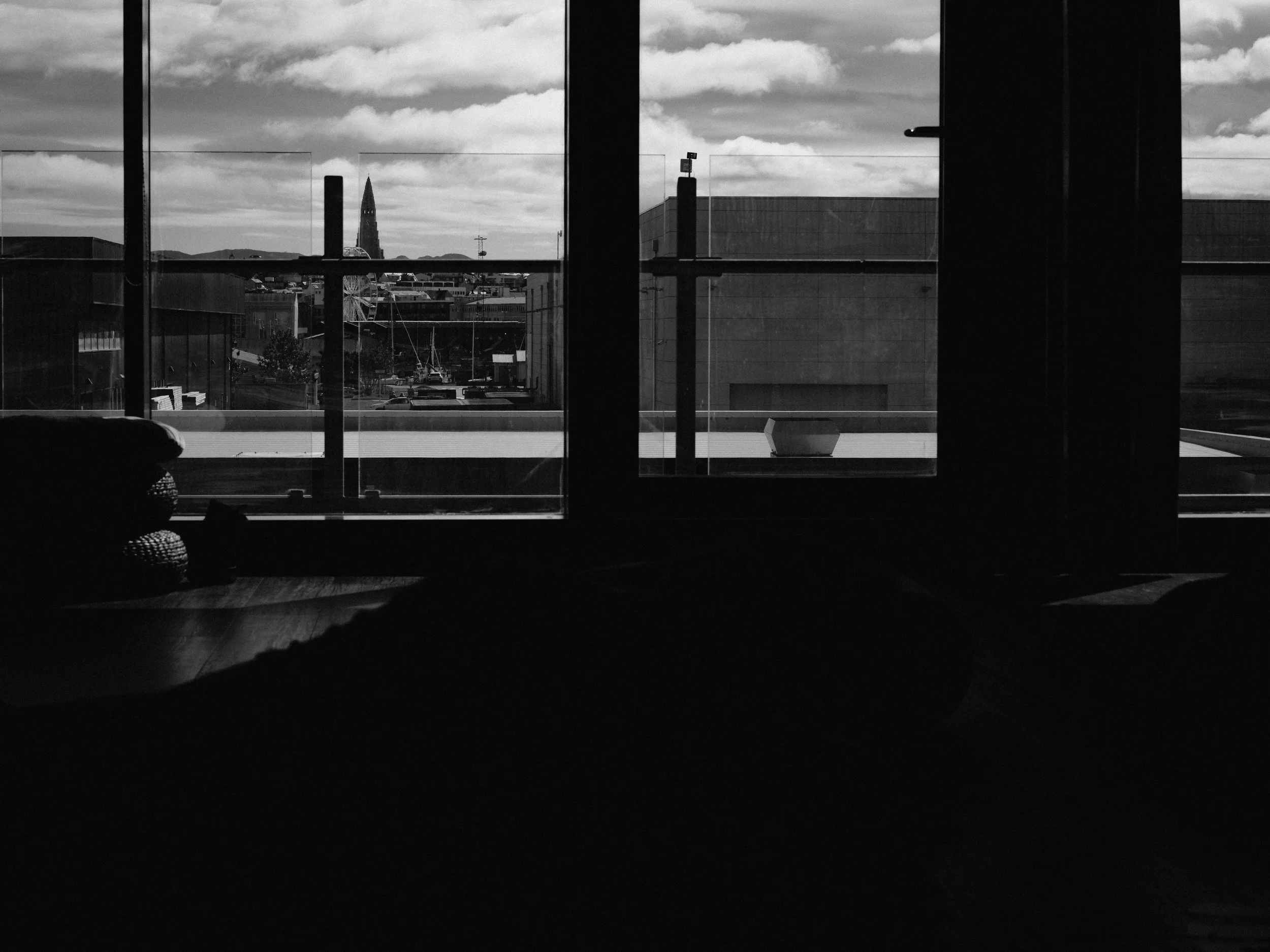 View from REYR yoga studio to beautiful Hallgrímskirkja in Reykjavík city centre