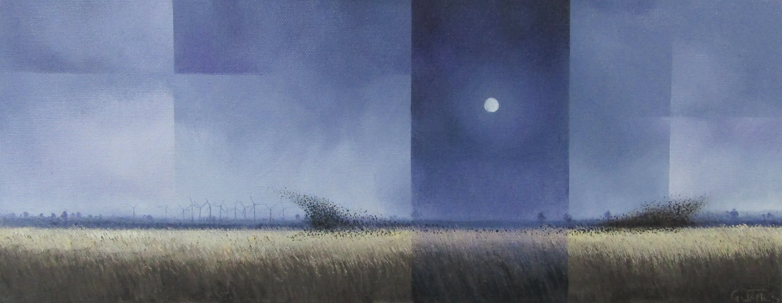 Moonlight Murmurations   £575.00    Hm  Oils  570mm x 265mm
