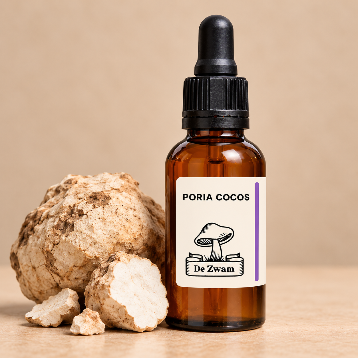 Poria Cocos tinctuur met verse Poria Cocos.png