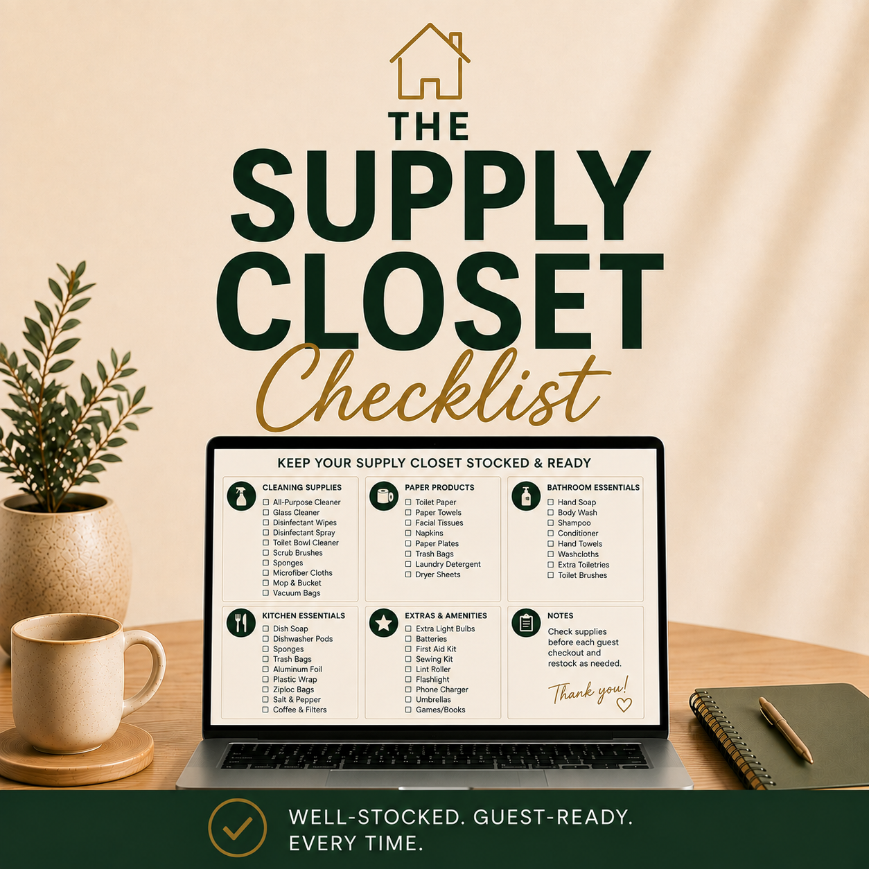 'The Supply Closet Checklist' Short-Term Rental Hosting Courses & Tools | EverSan Cooper Getaways