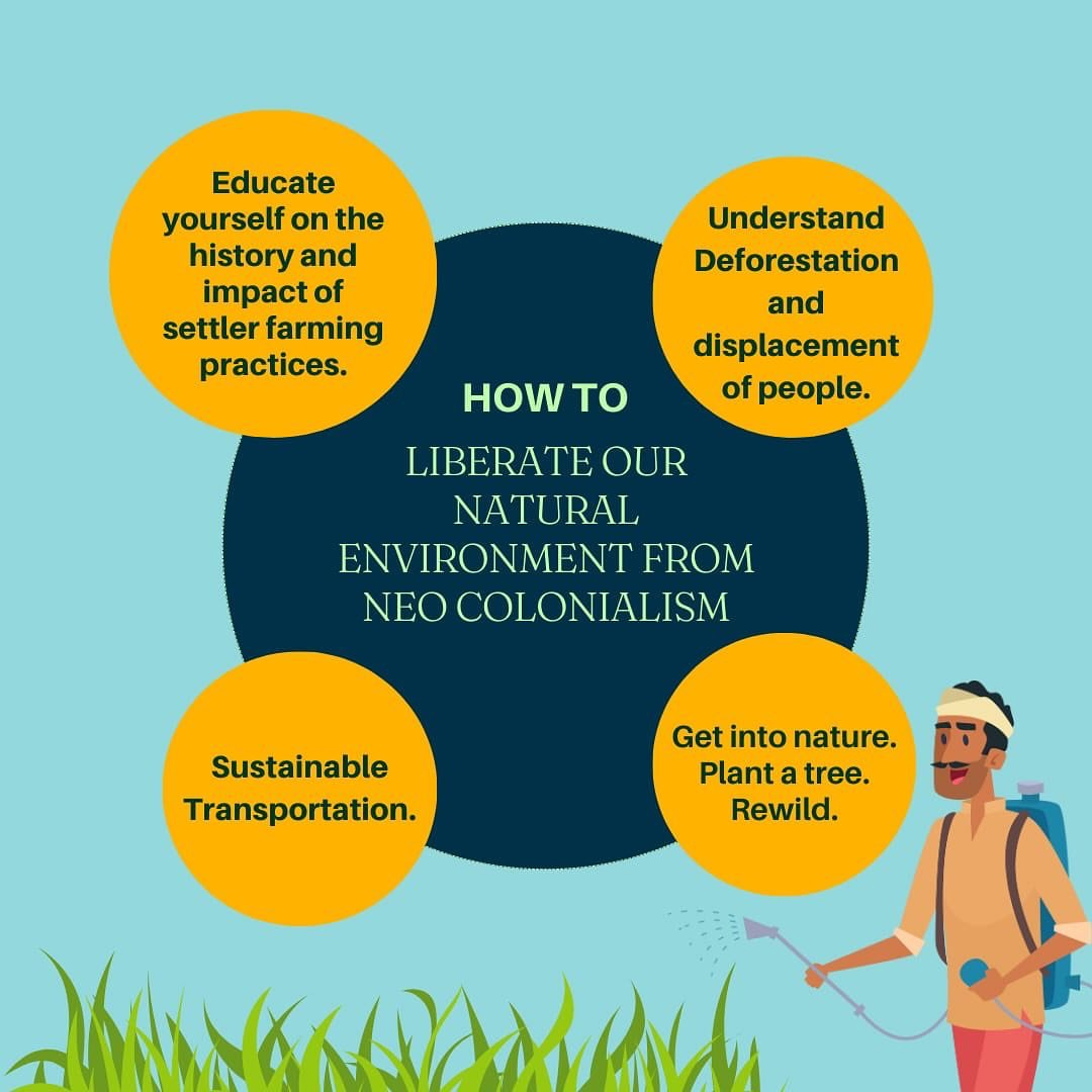 How we can support the liberation of our natural environment from neo colonial practices. There are many interesting and informed projects and people working to tackle the surrounding issues. Stay connected to know more&hellip; 

Visual Description, 