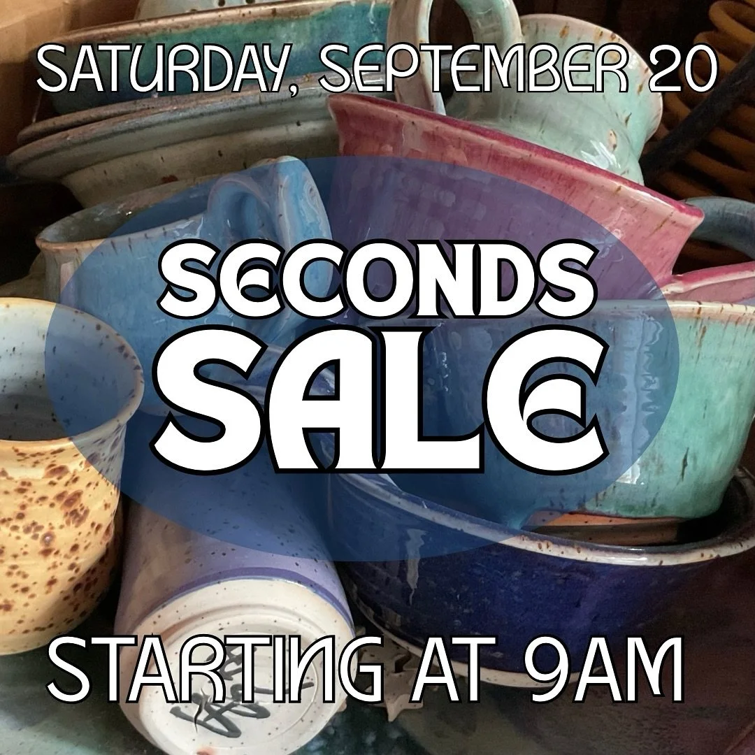 🚨Seconds Sale Announcement🚨 

Scargo Pottery will be holding our annual Seconds Sale two weeks from today, on SATURDAY, SEPTEMBER 20TH. Doors open at 9am. We can&rsquo;t take cards for the sale, so remember to bring cash!
