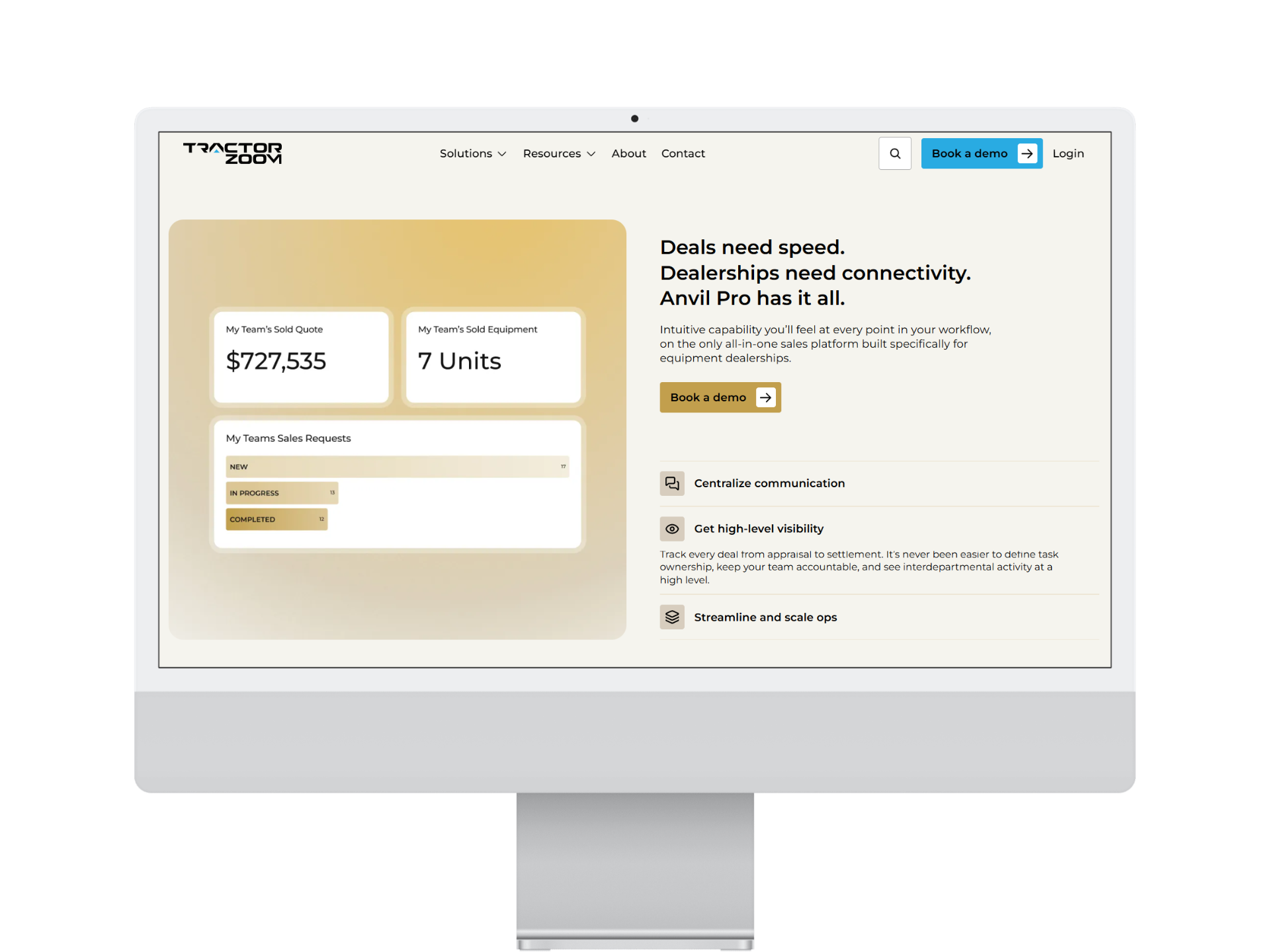 Desktop screen mockup showing Anvil Pro's UI. 