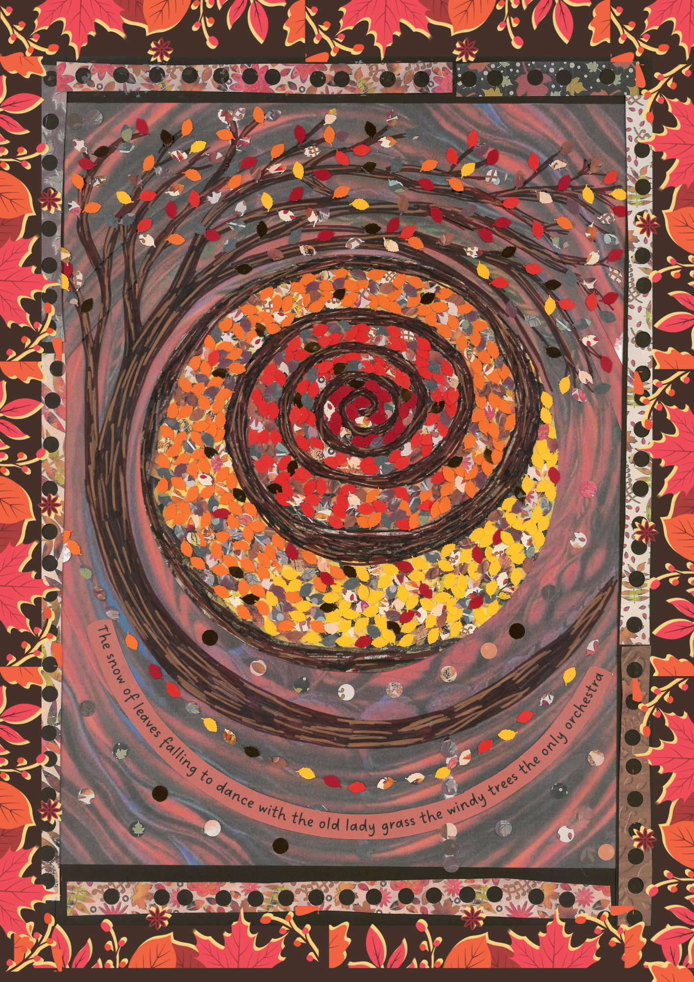 Autumn Swirl - Collage Artwork Print Card