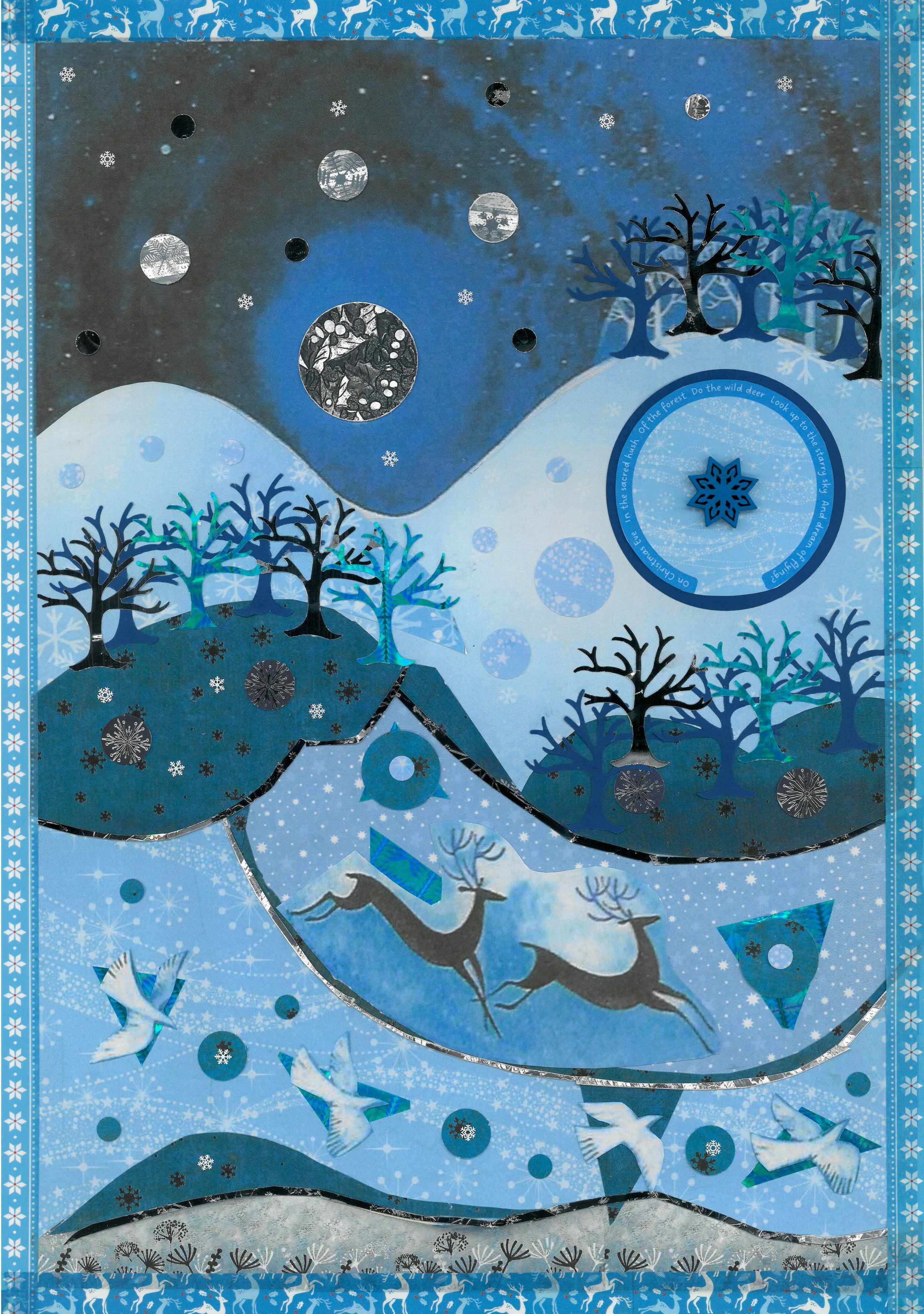 A4 Print Christmas Eve Deer