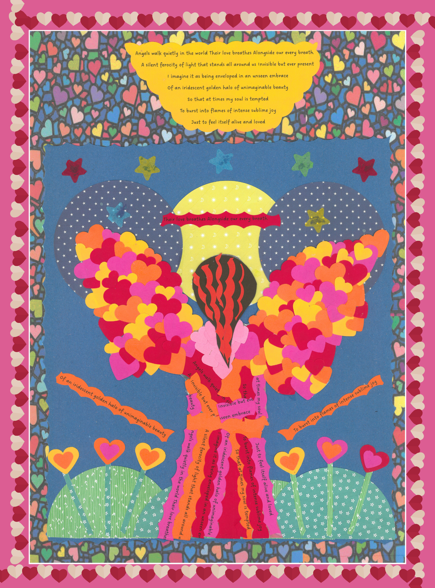 Angels Walk Quietly - Collage Artwork Print Card