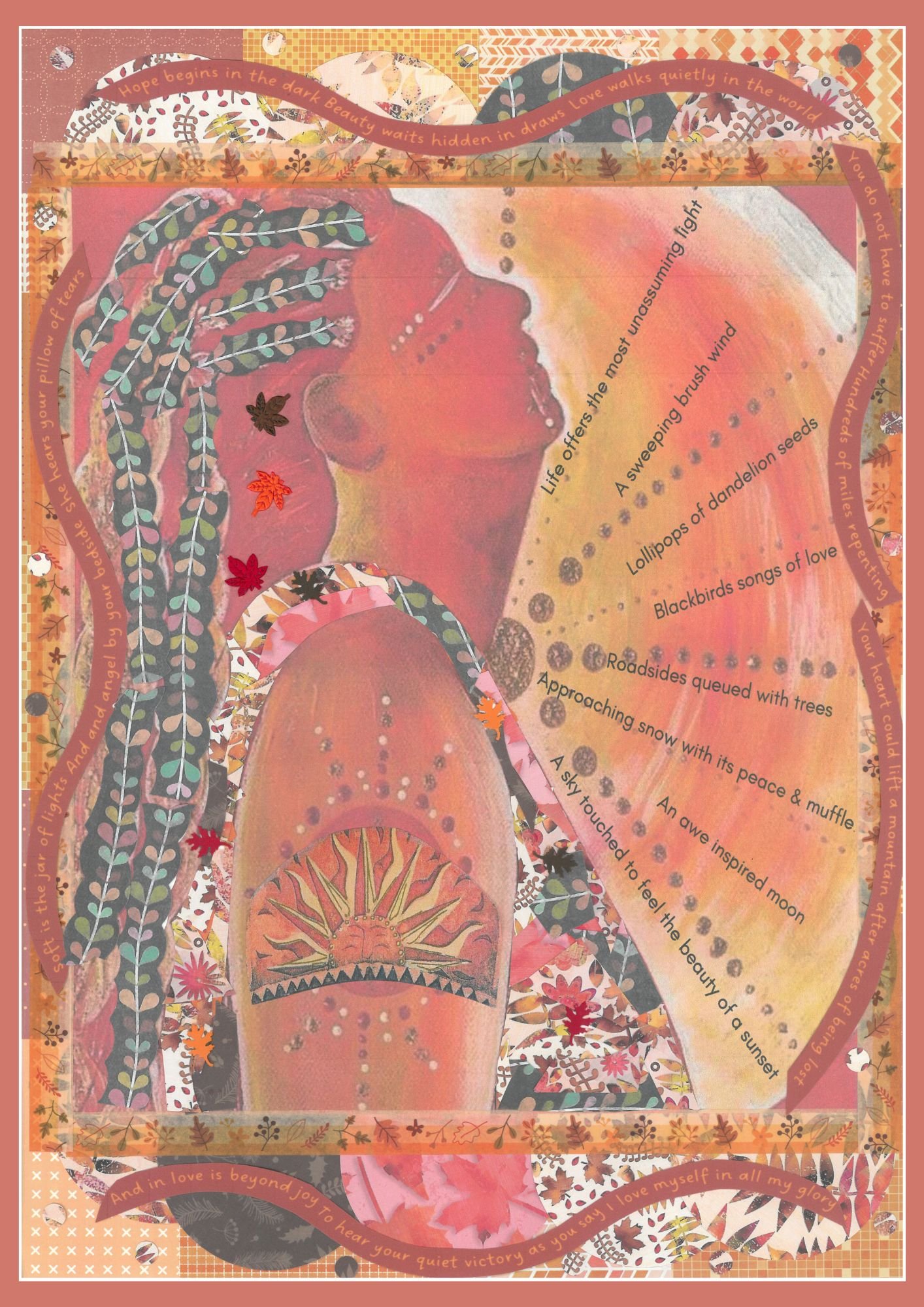 Autumn Woman - Collage Artwork Print Card