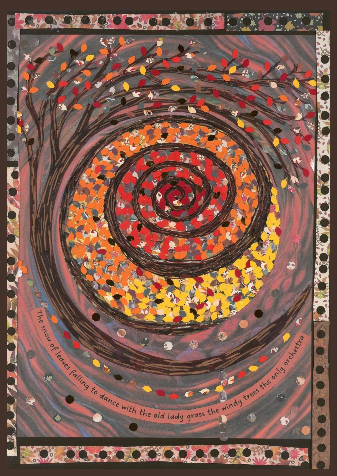 Autumn Swirl - Collage Artwork Print Card