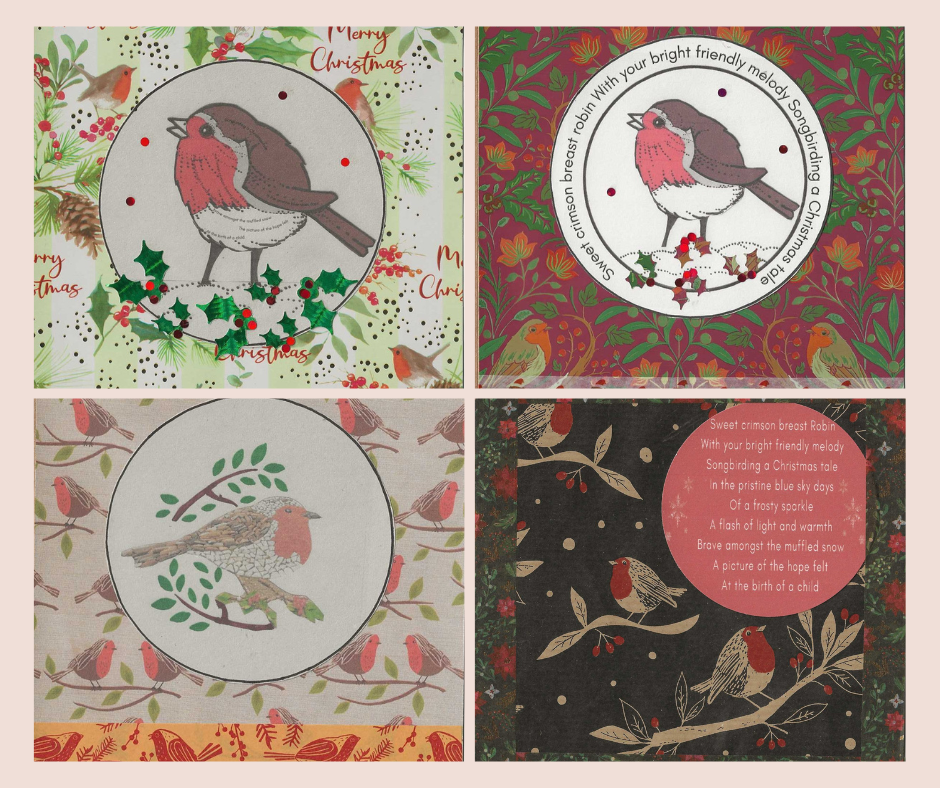 Pack of 4 Christmas cards - Robins — Art & Rhyme