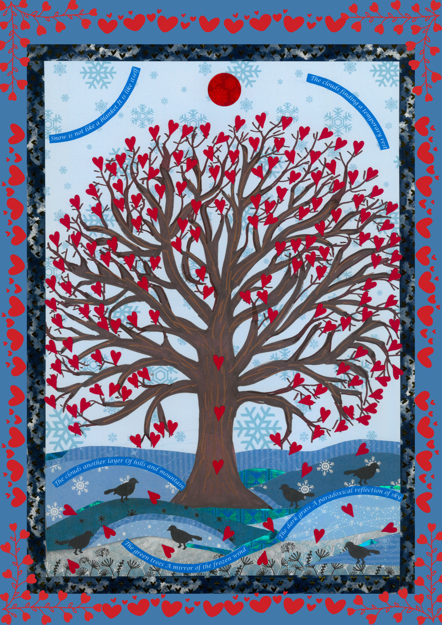 Tree of Hearts - Collage Artwork Print Card