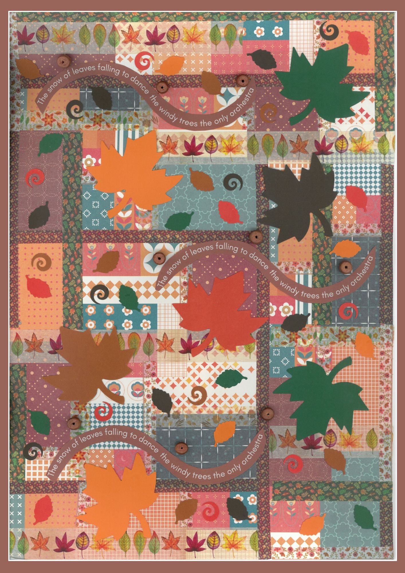 Autumn Patchwork - Collage Artwork Print Card