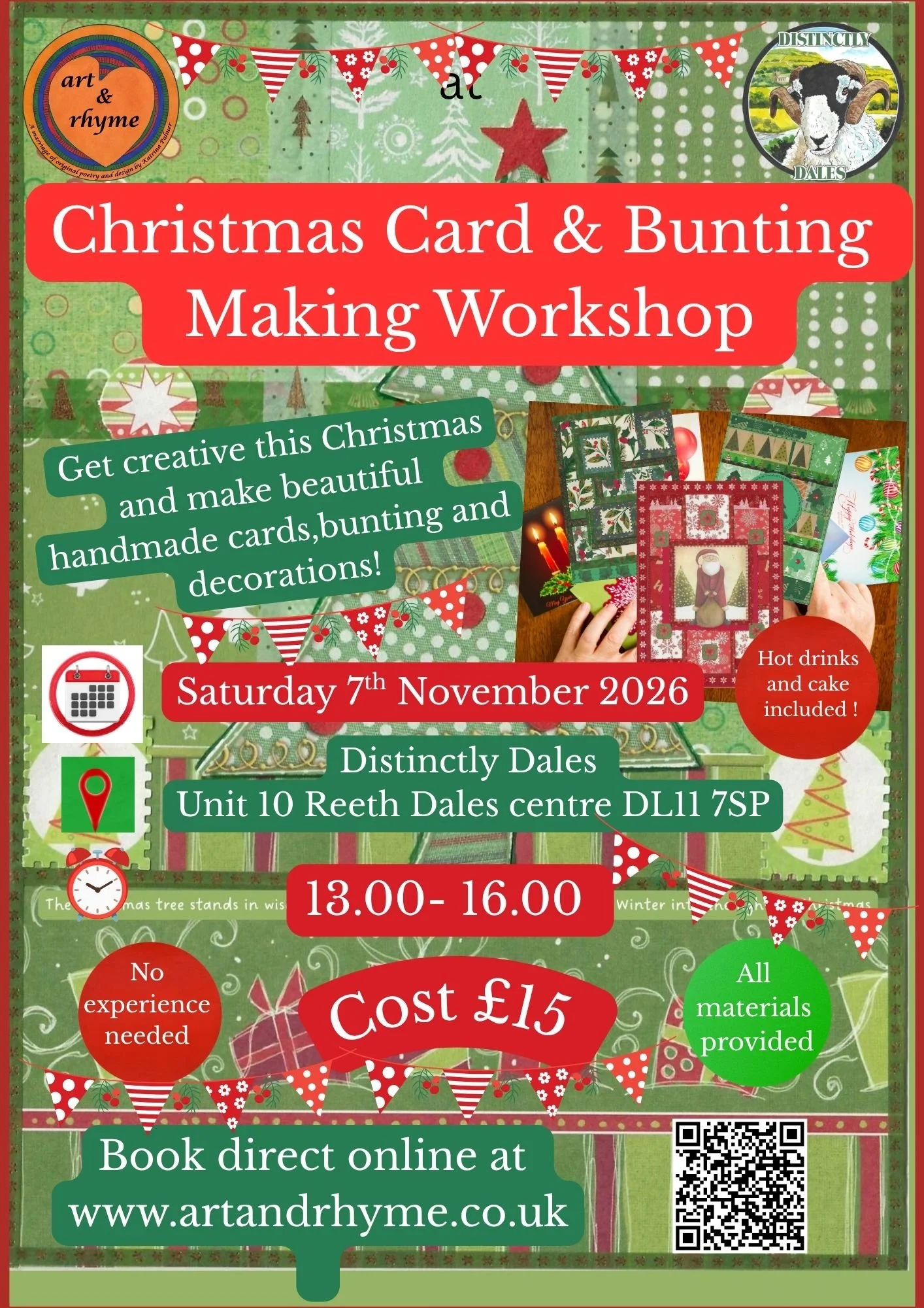 Christmas Card Making Workshop -Saturday 7th November - Distinctly Dales - 13.00 - 16.00