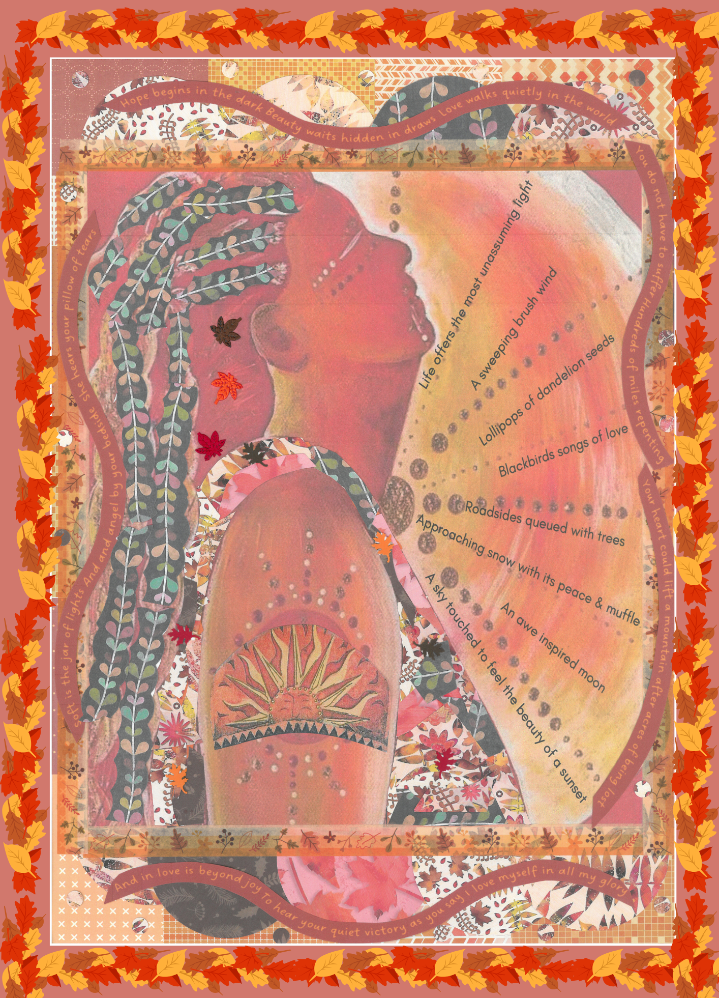 Autumn Woman - Collage Artwork Print Card