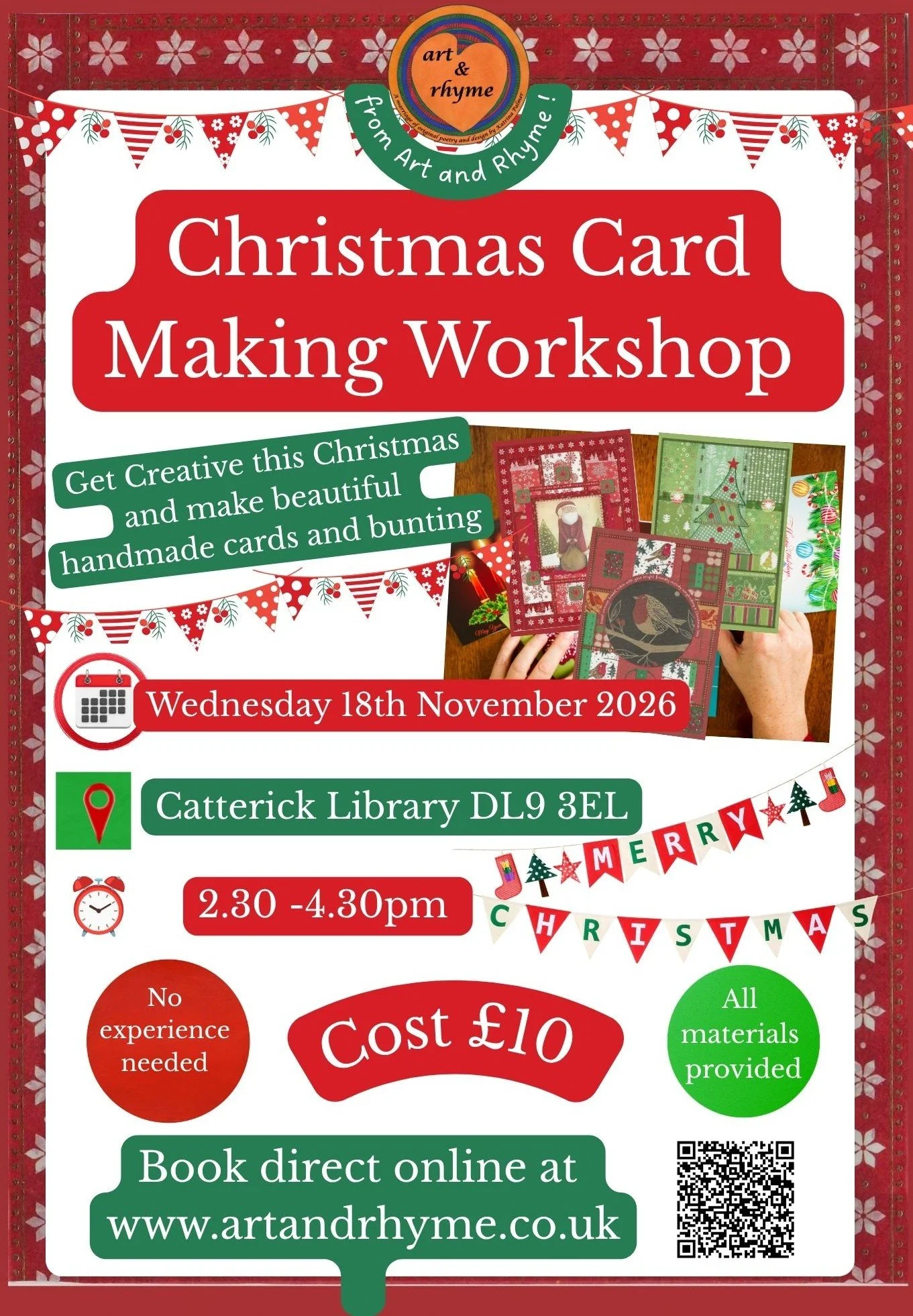 Christmas Card Making Workshop  - Wednesday 18th November - 2.30 - 4.30 Catterick Library