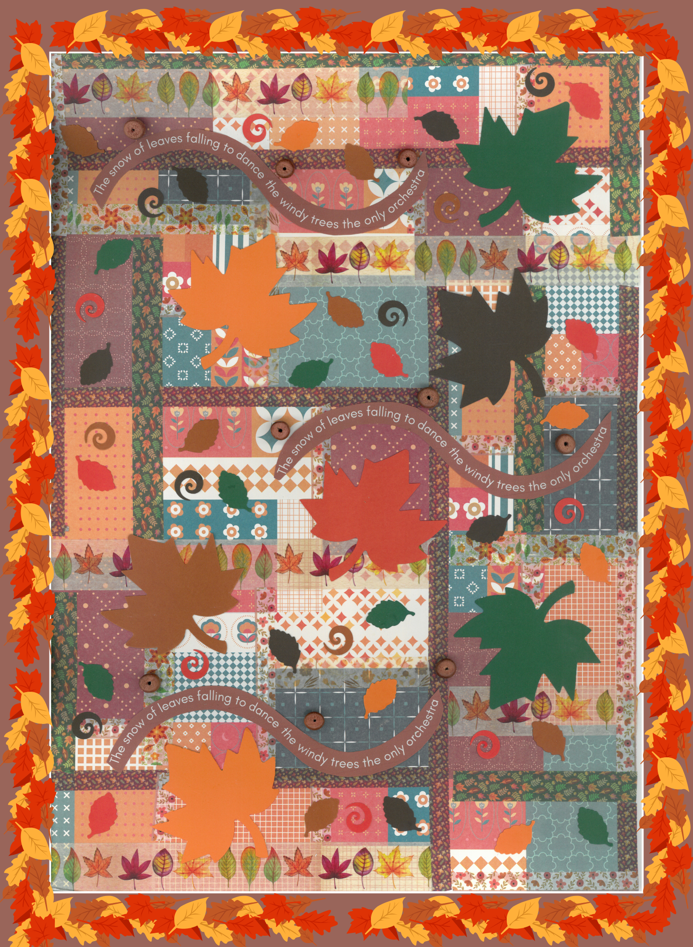 Autumn Patchwork - Collage Artwork Print Card