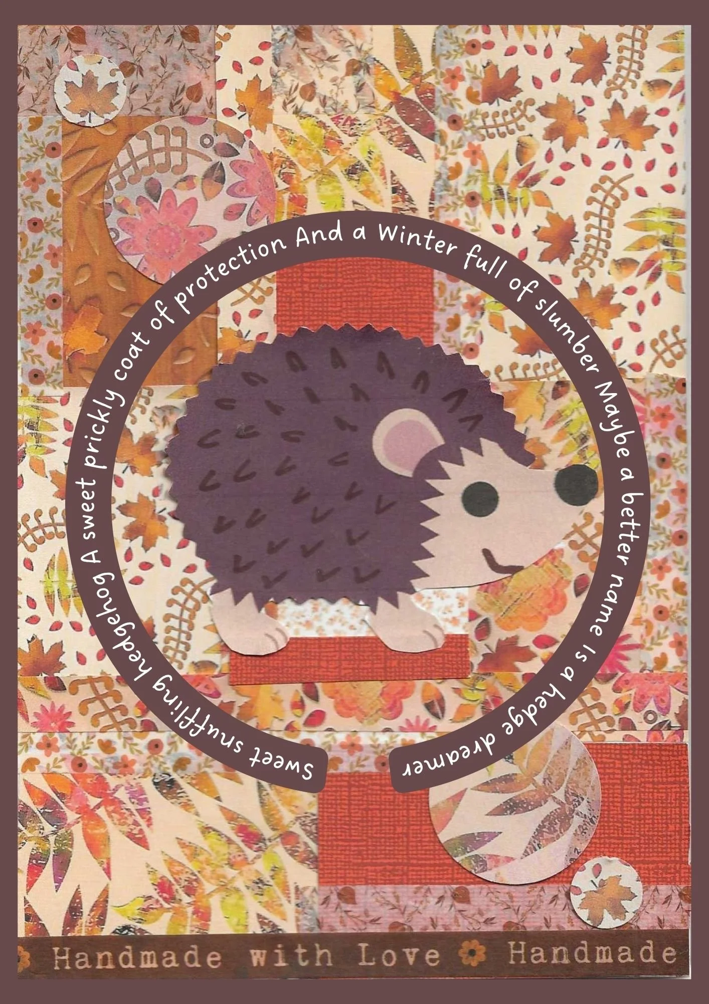 Hedgehog Card - Collage Artwork Print Card