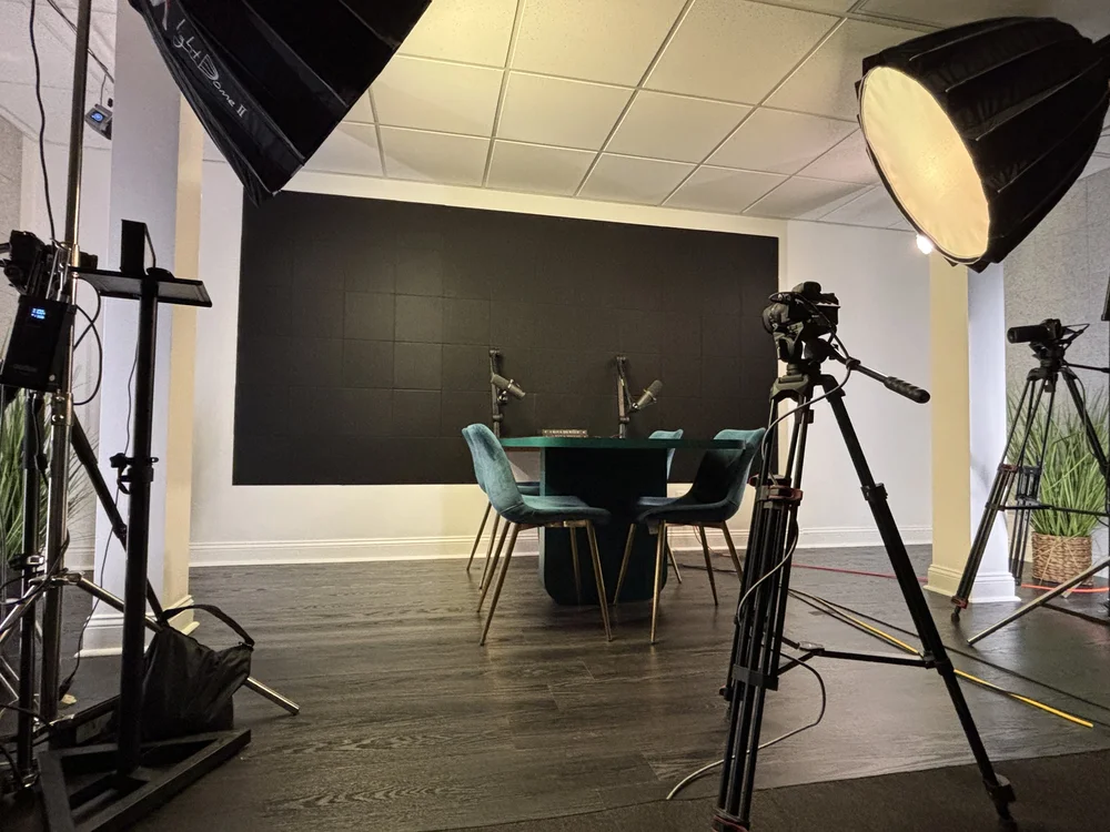 Table setup for video podcast