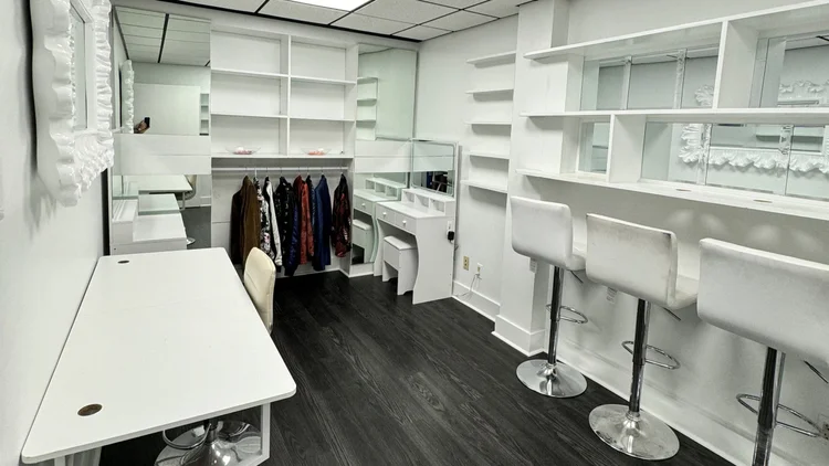 Hair and makeup dressing room