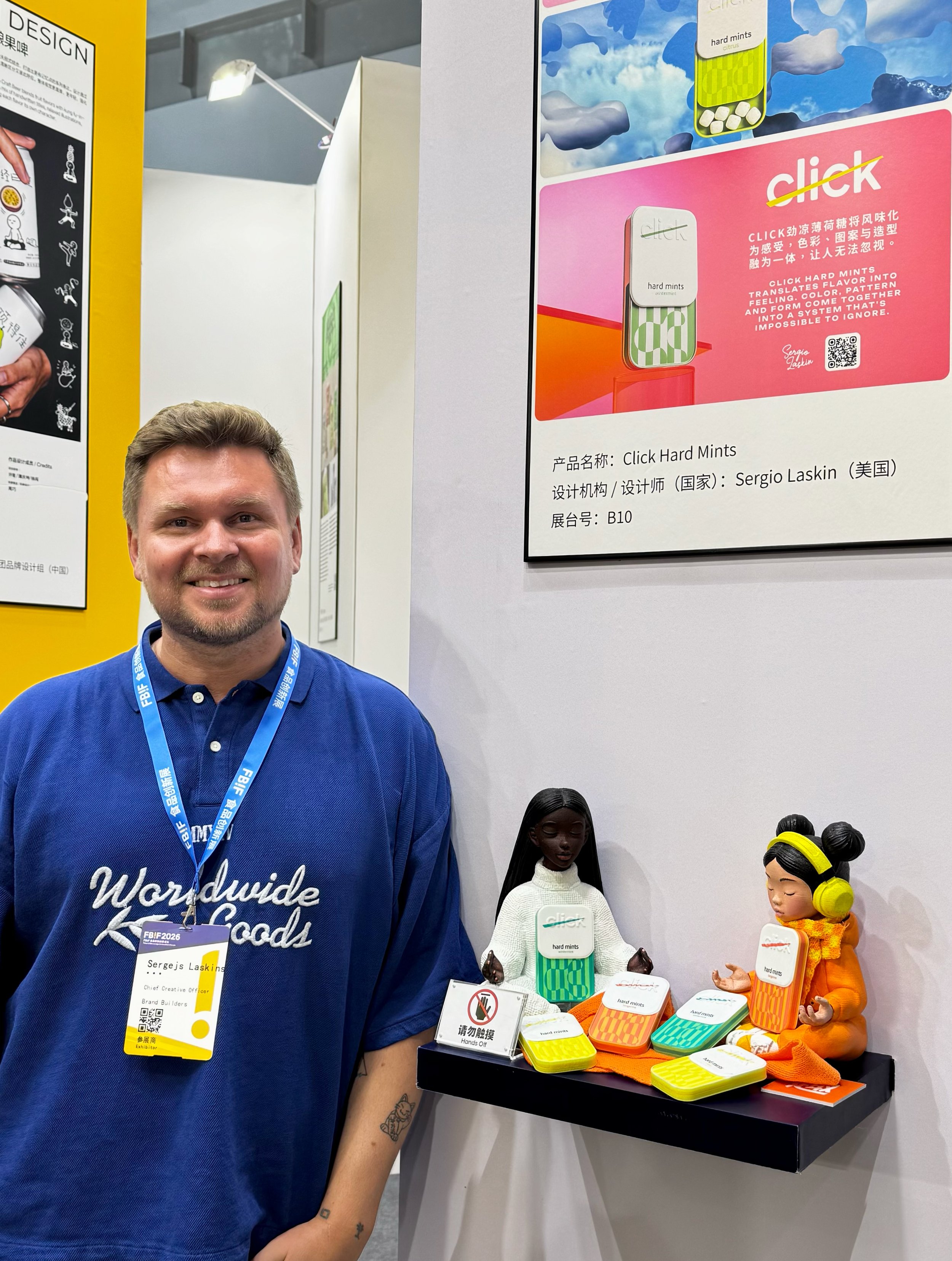 Click Hard Mints packaging exhibited at FBIF 2026 in China